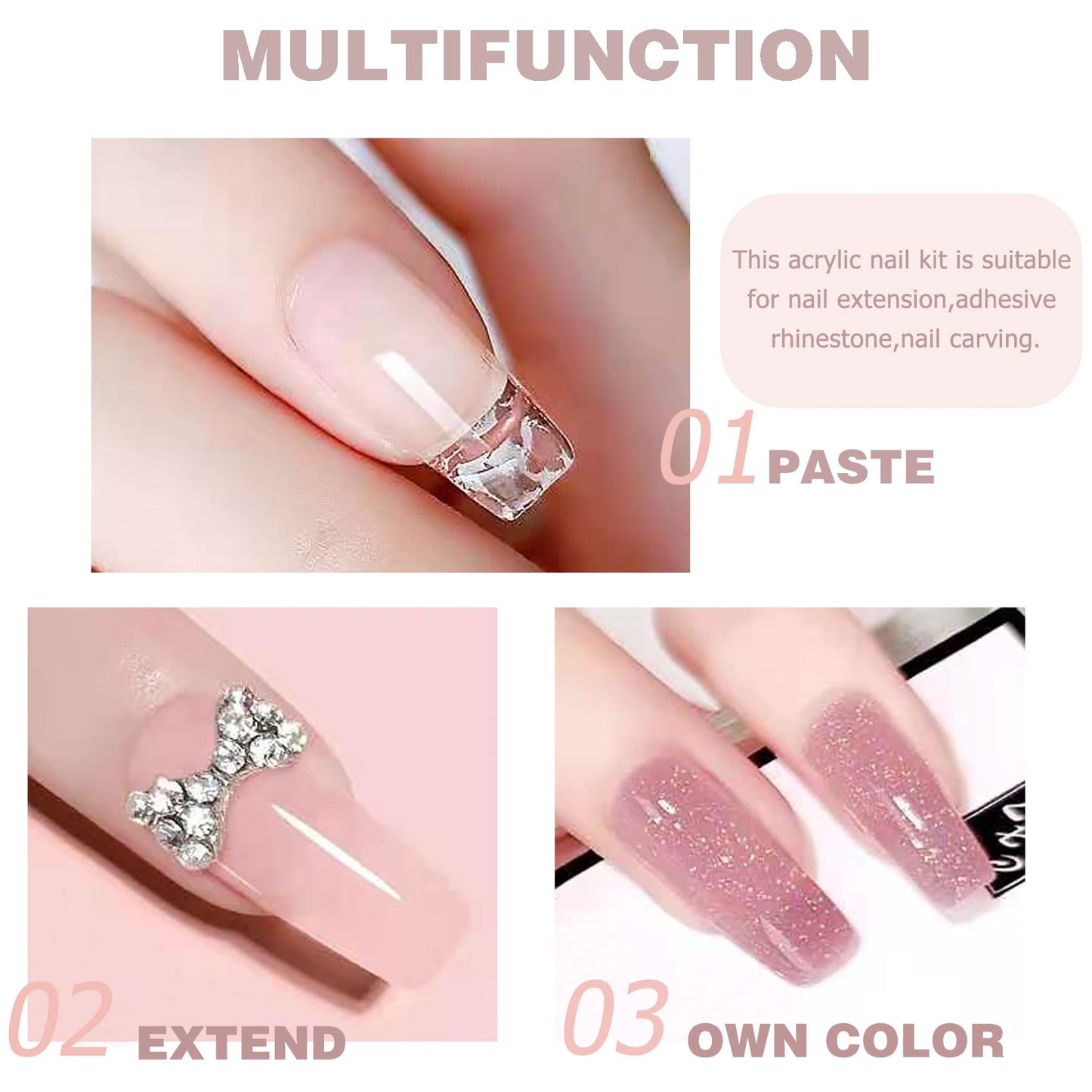 AIJIMEI Acrylic Powder Nail Kit with Professional Liquid Monomer and Acrylic Brush Cleaner,Acrylic Nail Tools Set Extension Nail System