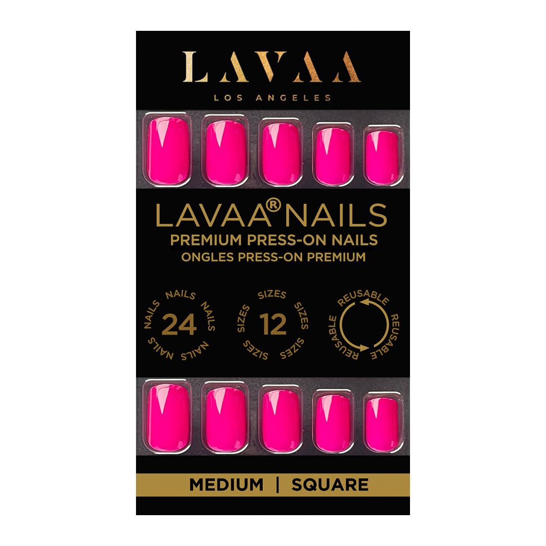 GLOSSY MAGENTA Press-On Nails by Lavaa Beauty | Medium Square | Magenta Purple Pink Glossy Nails