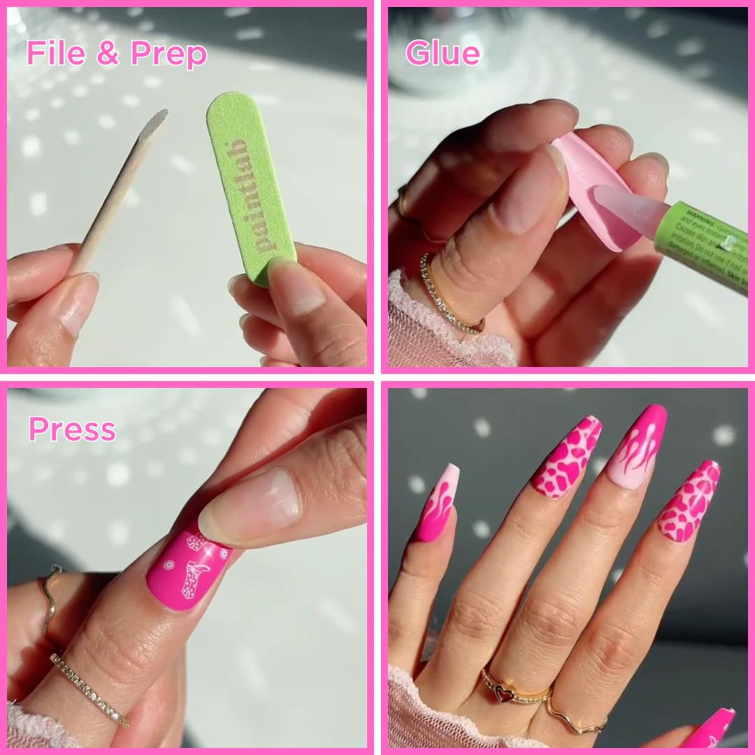 PaintLab Press On Nails - Red Crimson Short Square Fake Nails, 30 Nails in 15 Sizes with Glue, Reusable Salon Quality Press On Nails