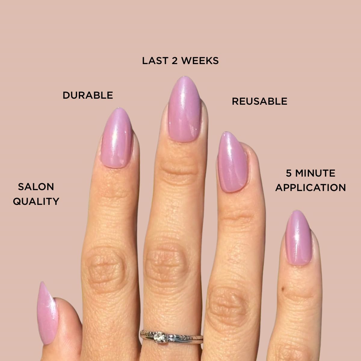 PRETTY GIRL Press-On Nails by Lavaa Beauty | Short Almond | Lilac Purple Shimmer Almond Nails