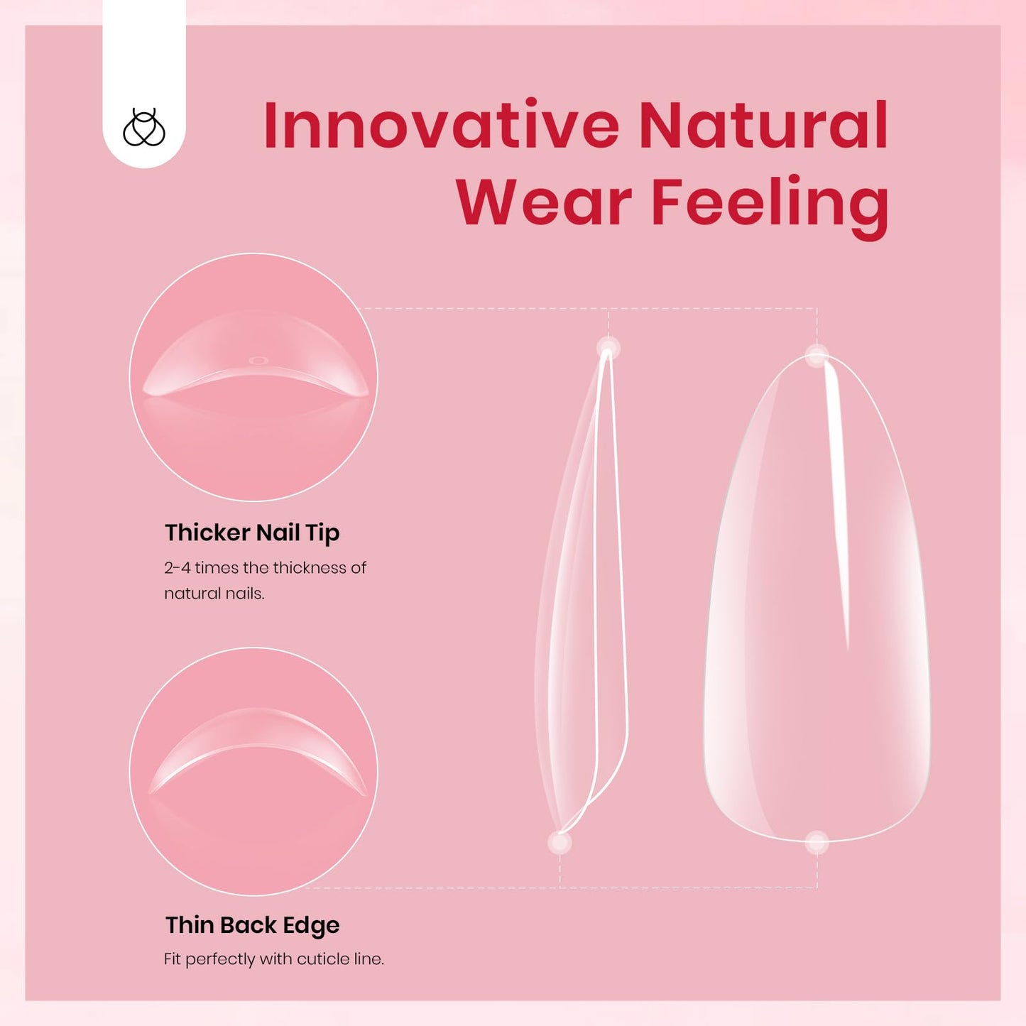 Beetles Gel Almond Medium Nail Tips Clear, 500Pcs 10 Sizes Pre-Shaped Full Cover Soft Acrylic False Nail Tips Almond Shape Easy DIY Press On Fake Nail Extension Salon Gift for Women