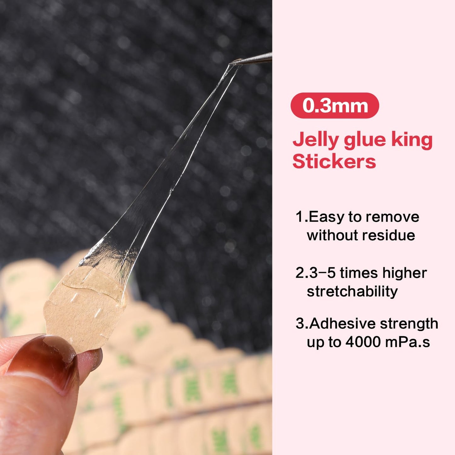 Curvlife 50 Sheets High Polymer Jelly Glue for Fake Nails, 12 Sizes Waterproof Breathable Double-Sided Nail Adhesives, 0.4mm Thick Press On Nails Glue Stickers for Daily Use