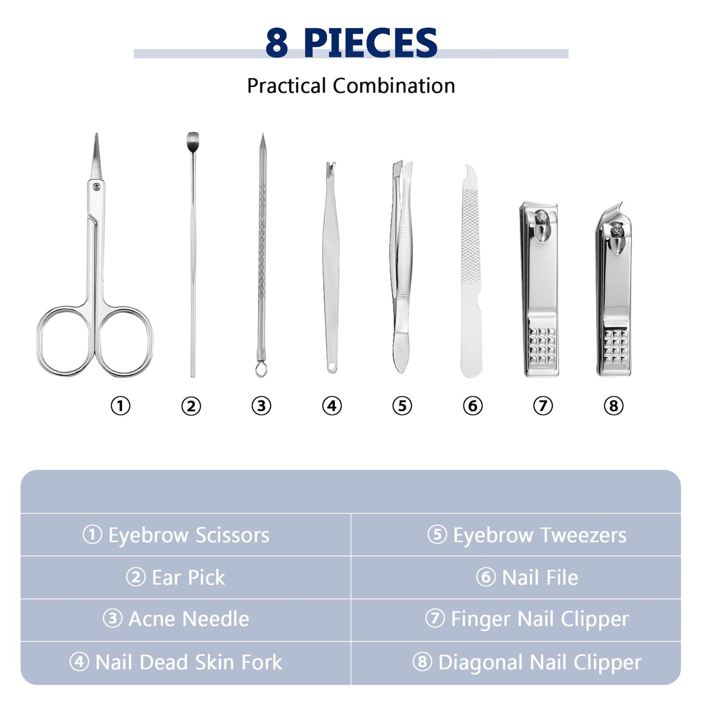 Lasnten 24 Set Valentine Manicure Set Bulk Nail Clippers Grooming Nail Kit Stainless Steel Professional Pedicure Tools Kit with Travel Case for Men Women Valentine's Day Gift(8 in 1,Black)
