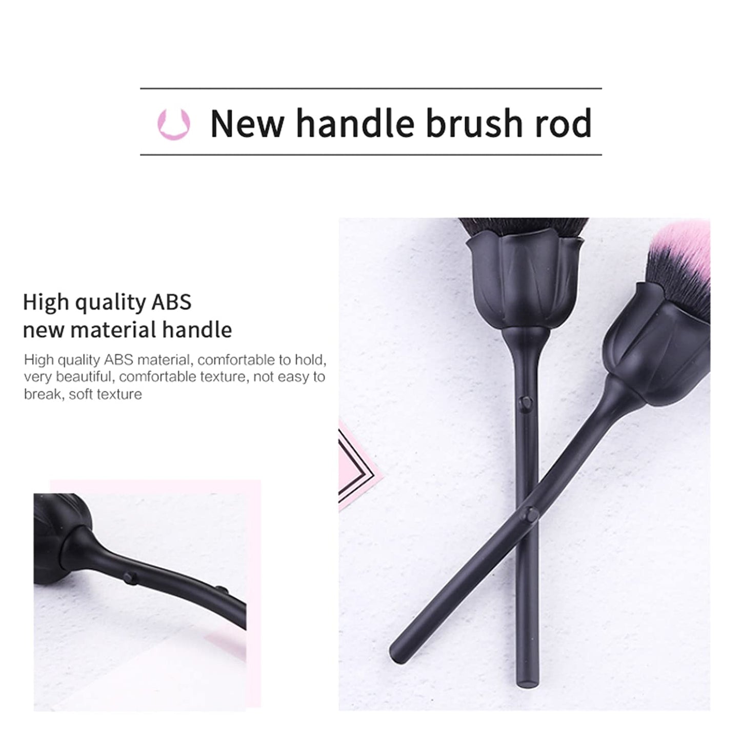 JERCLITY 2 Pieces Rose Makeup Brushes Blush Brush Super Large Face Powder Makeup Brushes for Powder Cosmetic Nail Dust Brush Loose Powder Brush Makeup Manicure Dust Remover Brush for Clean (Black)