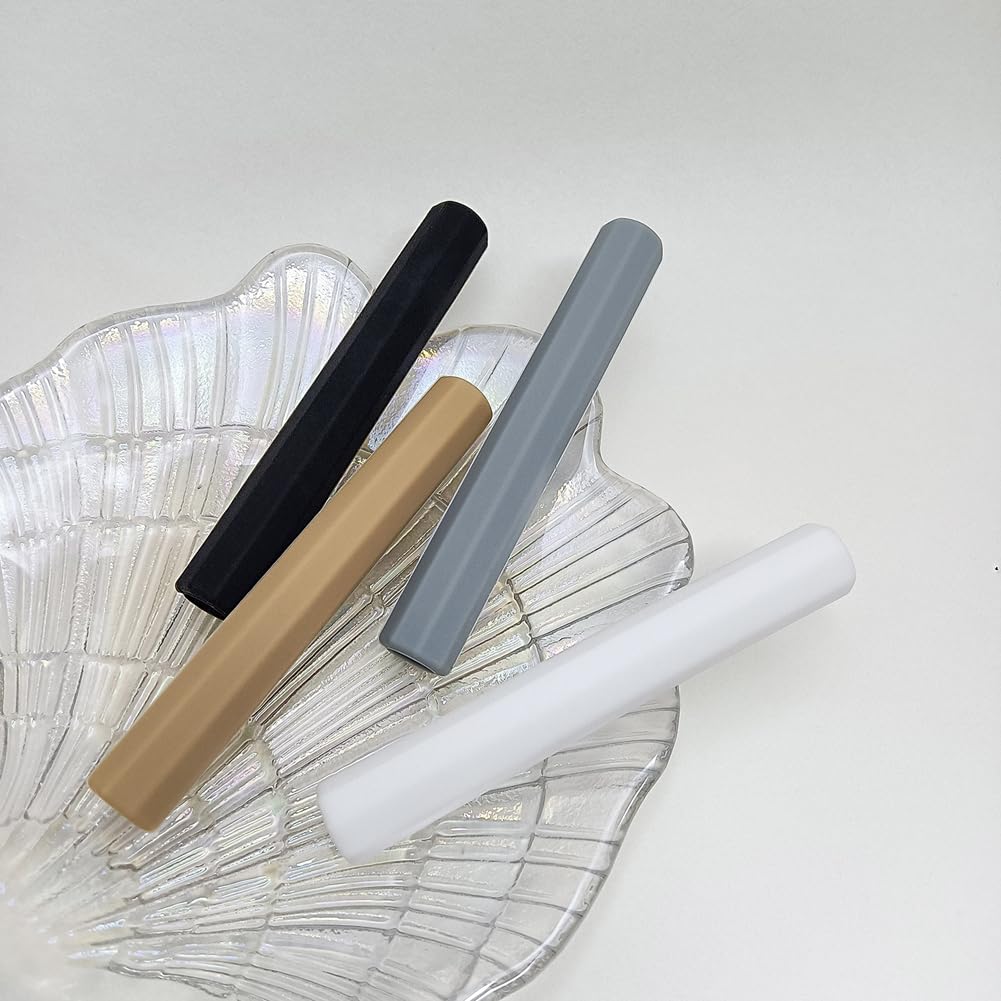 12 Pieces Nail Pen Cap Plastic Nail Brush Cap Nail Art Brush Cap Covers Manicure Pen Cap Cover Manicure Brush Cap Cover Nail Art Brush Protector Nail Pen Extender(Black, Grey, Khaki)