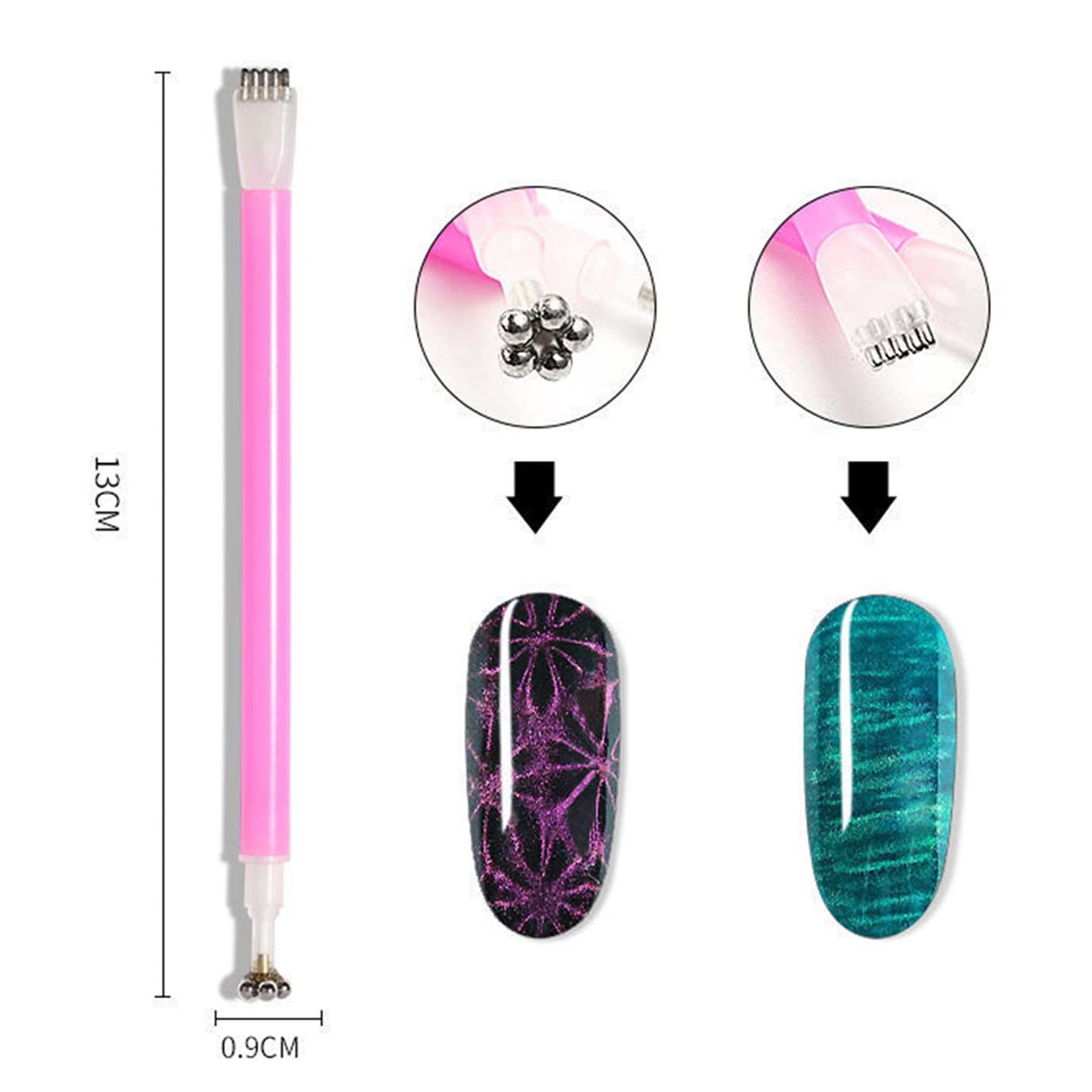 SILPECWEE 15Pcs Nail Magnet Set Cat Eye Gel Nail Polish Magnet Wand Magnetic Nail Polish Cat Eye Magnet for Nails Cat Eye Magnets Sticks Nail Design Tools Nail Art