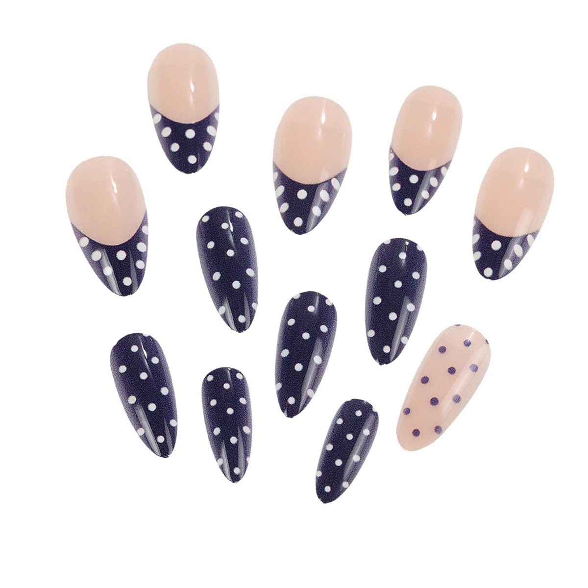 Summer Beach Press on Nails Medium Stiletto Nails Press on with 5D Shell, Flower & Starfish Design French Tip Fake Nails Rhinestones Glue on Nail Reusable Summer Nail for Women Manicure 24Pcs