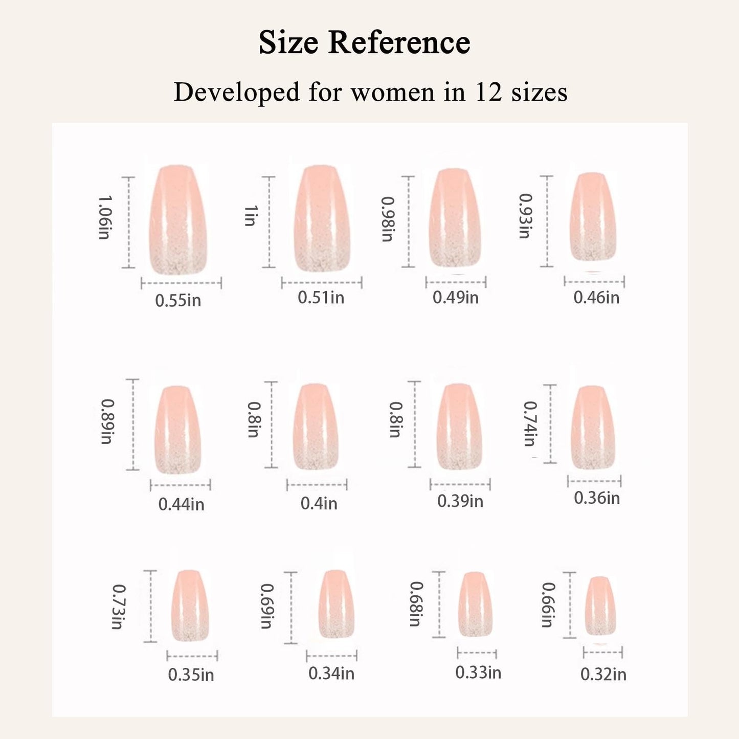 DANMANR Square Press on Nails Short Fake Nails French Acrylic Full Cover False Nails for Women and Girls 24PCS (Gradient peach bling)