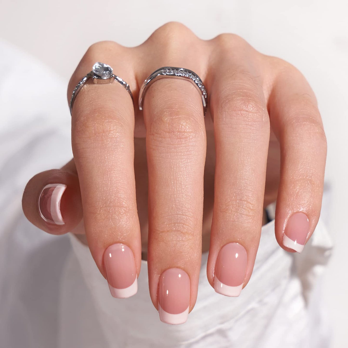 BTArtbox French Tip Press on Nails Toenails Short - Timeless Grace & French Girl