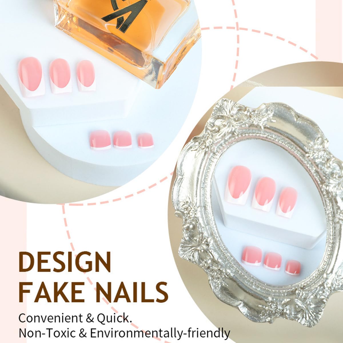48Pcs White French Tip Press on Nails Short & Press on Toenails Set - WLGDLH Fake Nails Press ons Nail Art Tips Cute Glue on Nails Full Cover Nude Fake Toe Nail with Glossy Design Acrylic Nail Kit