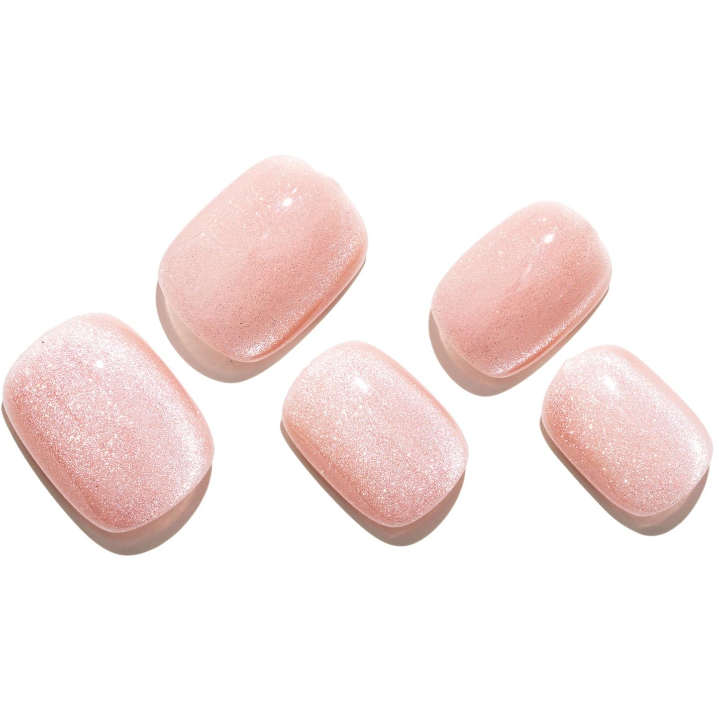 GLAMERMAID Nude Pink Cat Eyes Short Press on Nails, Spring Summer Extra Short Squoval Glue on Nails for Women, Square Soft Gel Fake Nails, Round Reusable Acrylic False Nails Manicure Kit for Women