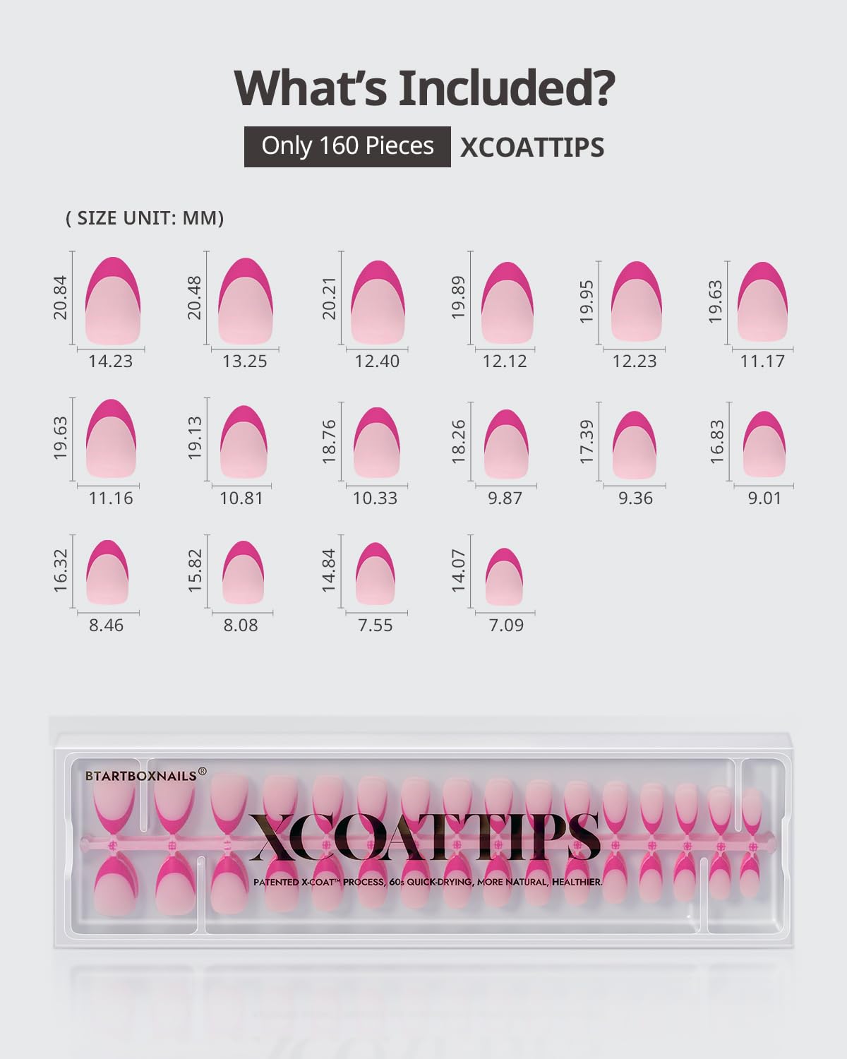 BTARTBOXNAILS Nail Tips Builder Gel Set Pink French Tip Press On Nails