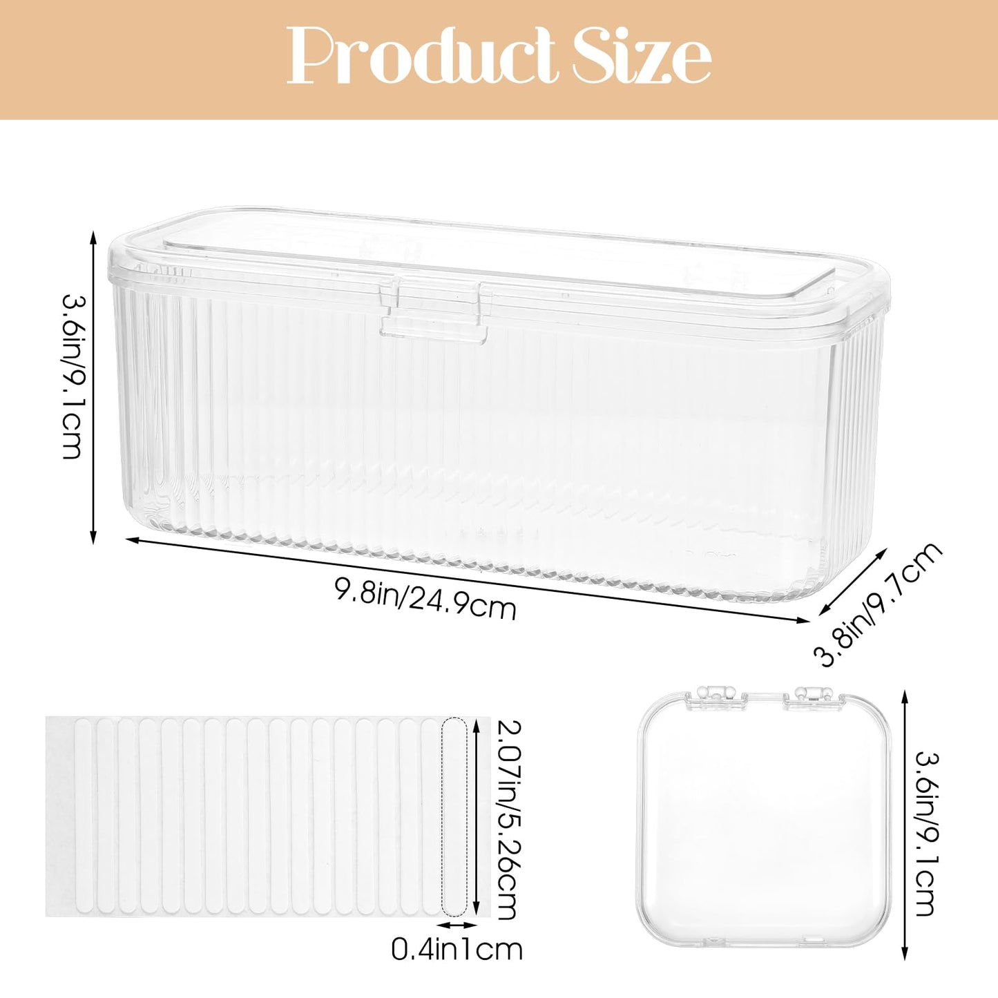 Press On Nail Orgnizer 14 PCS Clear Press On Nail Storage Boxes and 1 Big Storage box with 60 Pcs Adhesive Double Sided Tape, On Packaging for Fake Display Salon