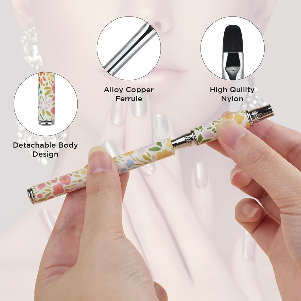 Nail Art Brushes Set YIHUALE 5PCS Gel Polish Nail Art Design Pen Painting Tools Fingernail Brush Nail Cleaning Brush Nail Art Liner Brush Leather Handle for Salon Gift for Girls Women