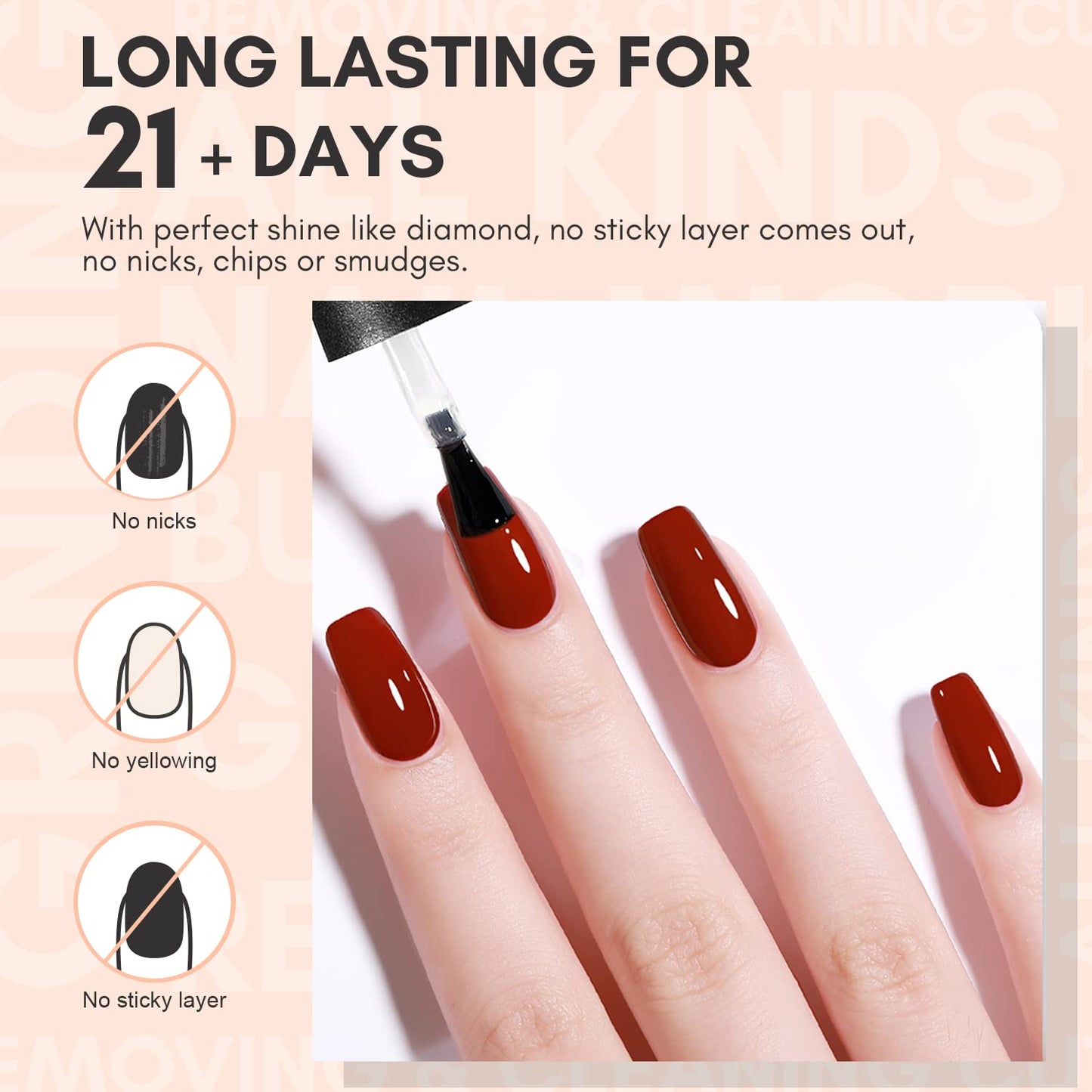 Makartt Gel Top Coat, No Wipe Top Coat Glossy Shine Finish Long Lasting Bundle With Nail Stand for Press On Nails Display Practice Art Magnetic Fake Nail Holder