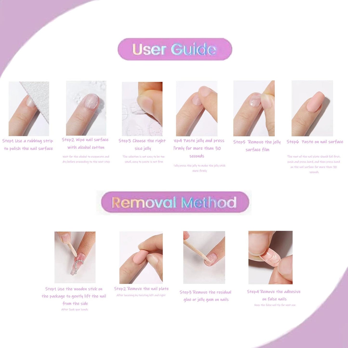 White French Tip Press on Nails Short Square MABKJLF Nude Fake Nails False Nails with Irregular Curve Line Designs Glossy Glue on Nails Acrylic Nails for Women Girls 24Pcs