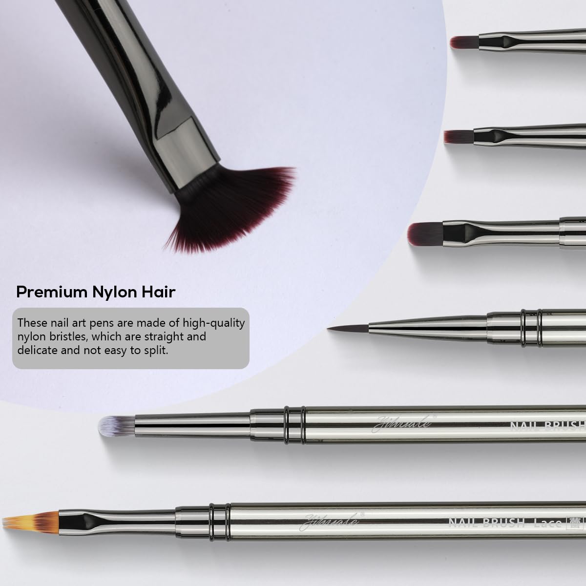 yihuale 12Pcs Nail Art Brushes, Nail Gel Polish Painting Brush Nail Liner Brush, Nail Brush Gift for DIY Manicure Salon at Home (silver)
