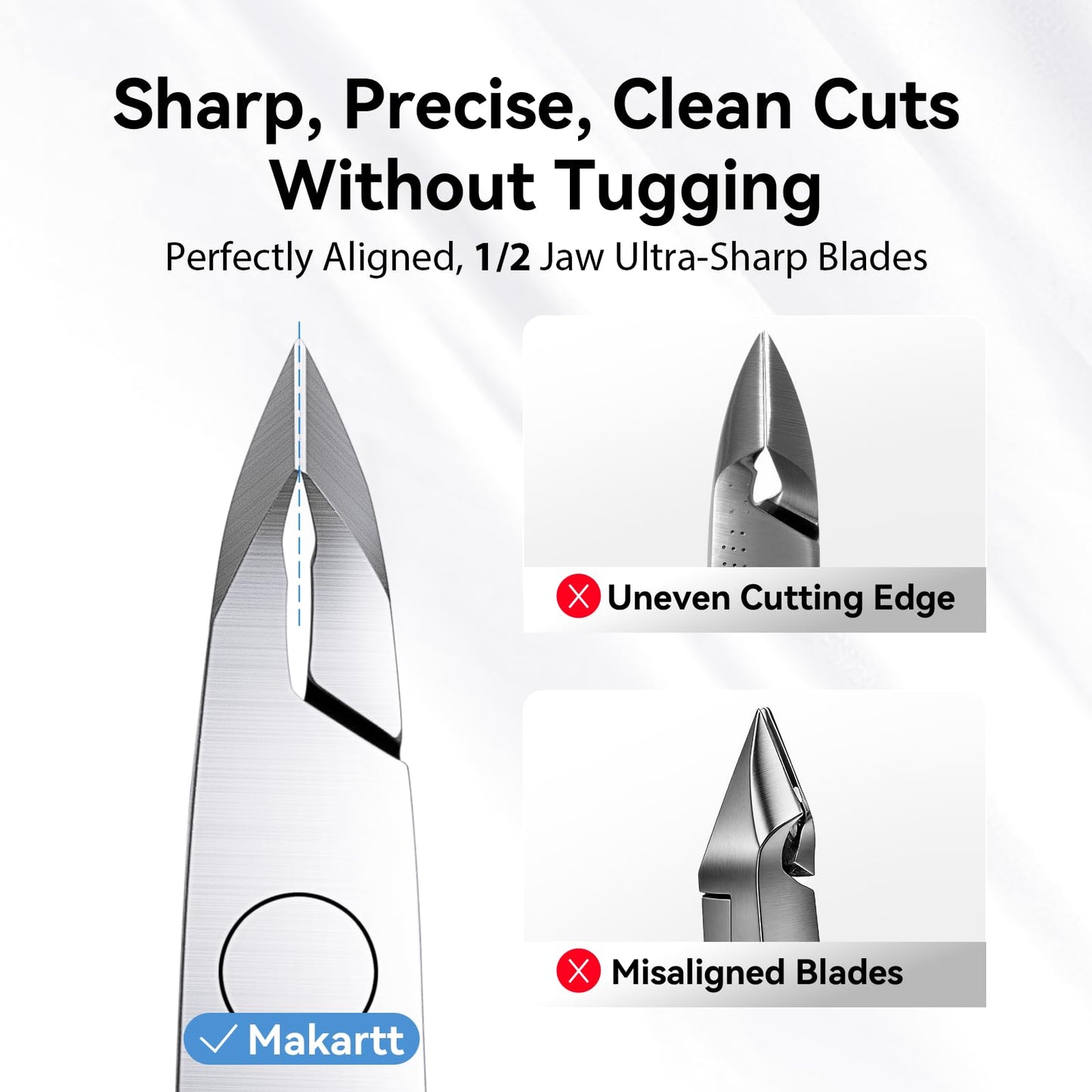 Makartt Professional Cuticle Nipper: 1/2 Jaw Precision Cuticle Trimmer for Beginners & Nail Technicians, 5mm Short Blade, Rust-Resistant Stainless Steel, Salon & Detailed Nail Art Use (Pearl Chrome)