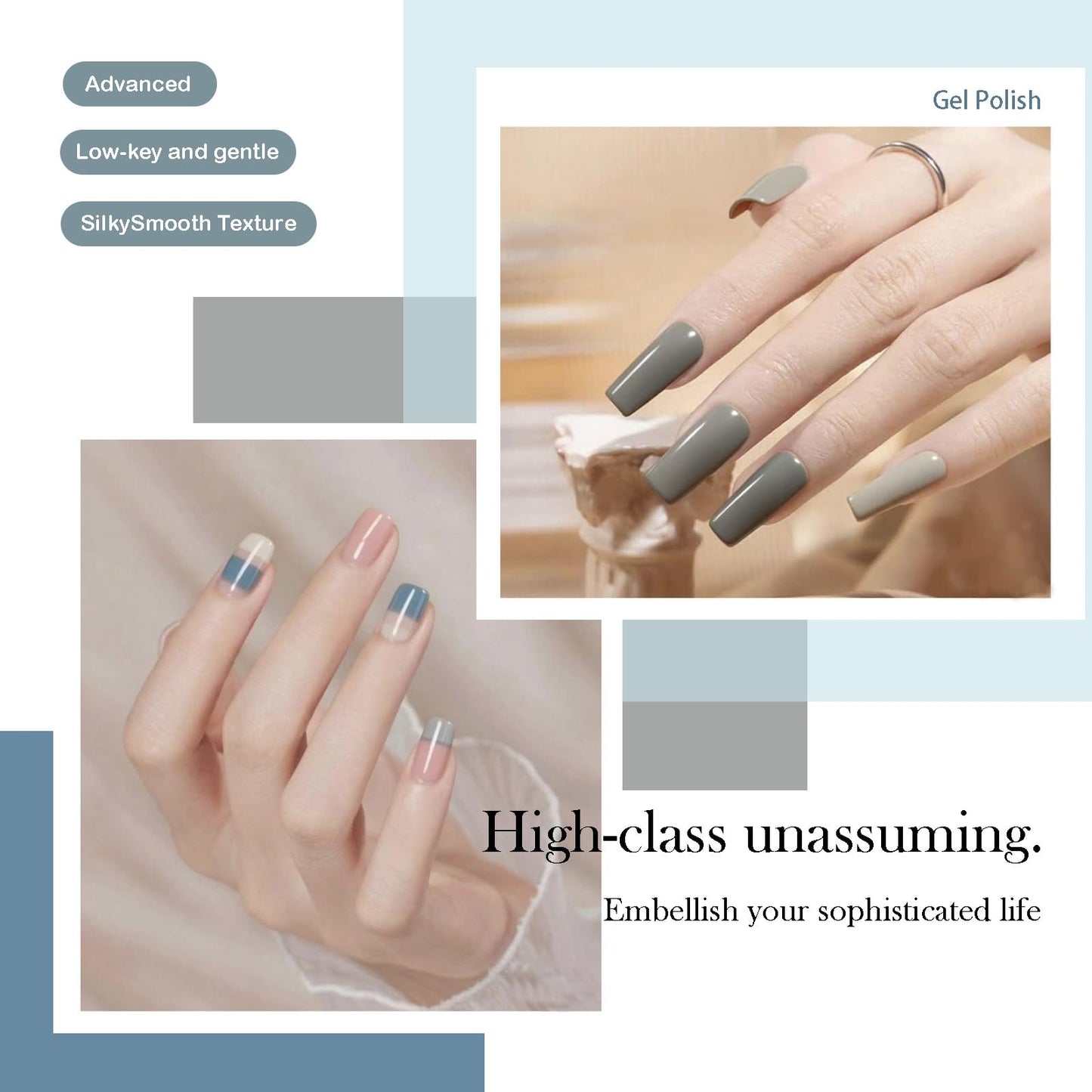 CAMILA ¿ 6pcs 15ml Gel Polish Set Light Gray Color Hema Free Tpo Free Gel Nail Polish Kit Soak Off Gel Polish Manicure Salon For Women (Light Gray A)