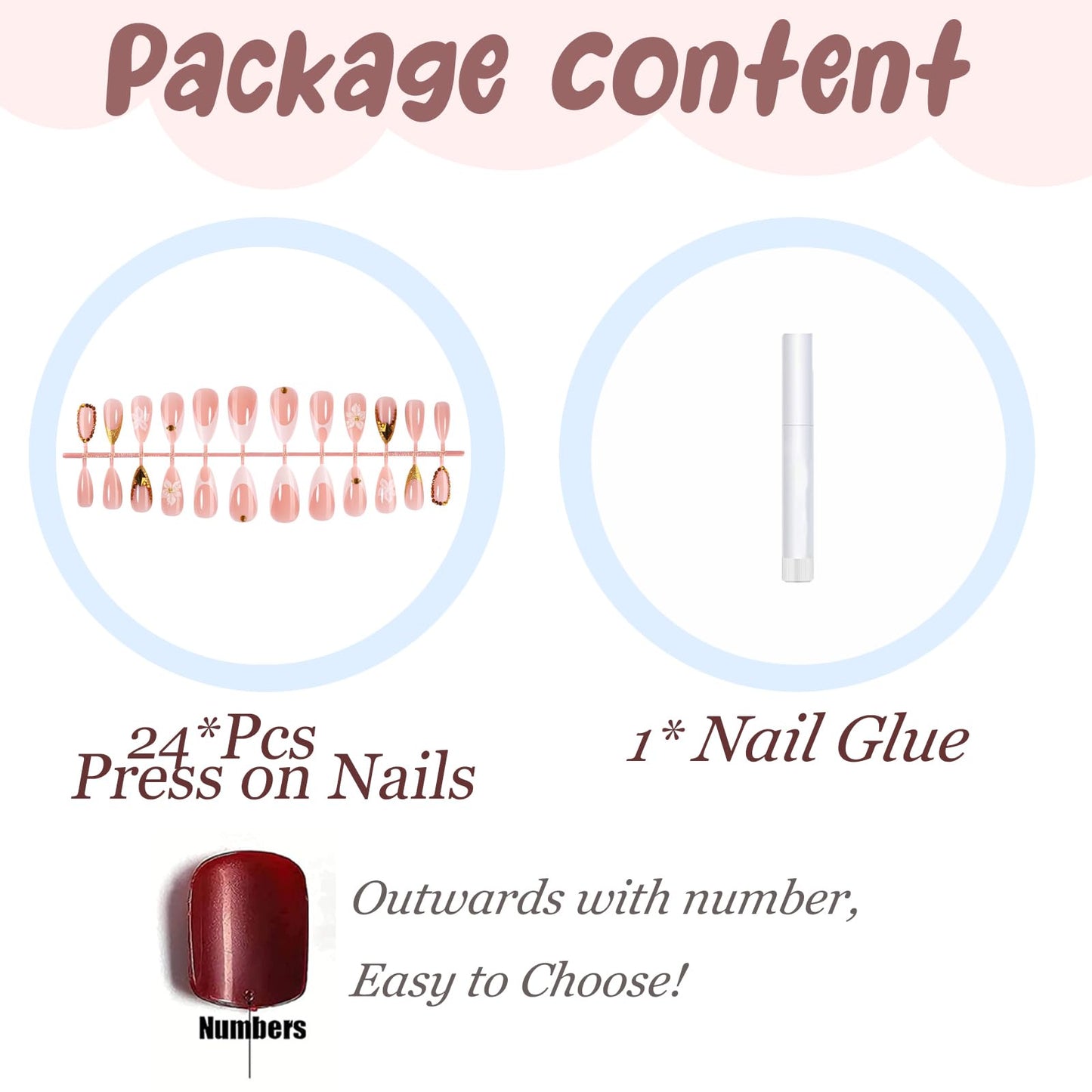 BABALAL Press On Nails, Medium Almond Fake Nails, White French Tip, Gold rhinestone Sparkly Bling Design, Luxury Full Cover Glue On Nails For Women And Girls 24Pcs