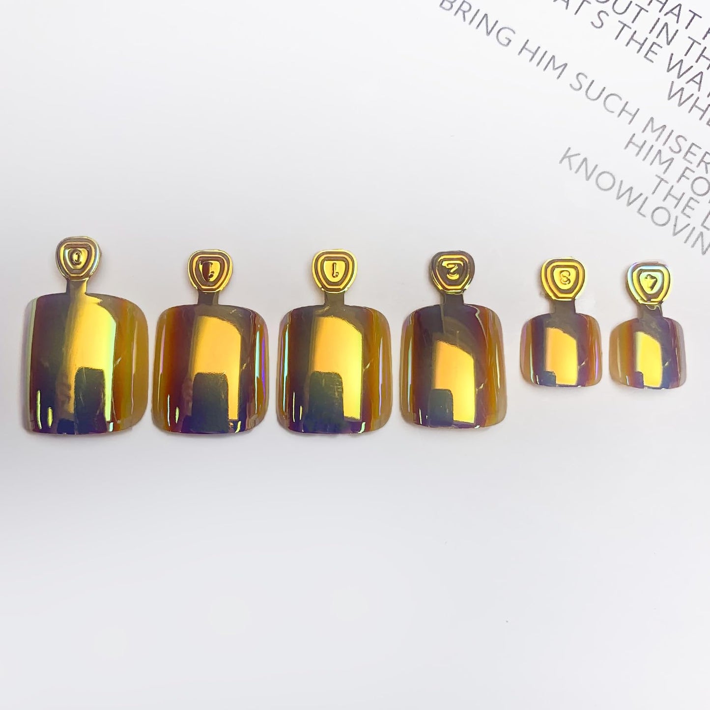 Chrome Press on Toenails Gold Glossy Acrylic Toe Nails Press on Short Square Fake Toenails Finish Full Cover False Toenails with Aurora Powder Designs Cute Artificial Glue on Toenails for Women 24Pcs