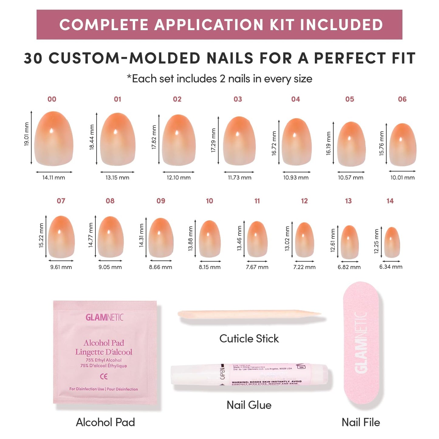 Glamnetic Press-On Nails Bundle - Candy Corn, Goal Digger & Berry Fizz | Oval Glazed Fake Nails with Ombre Design | Natural Round False Nails with Gold Foil | Short Oval Magenta Nails with