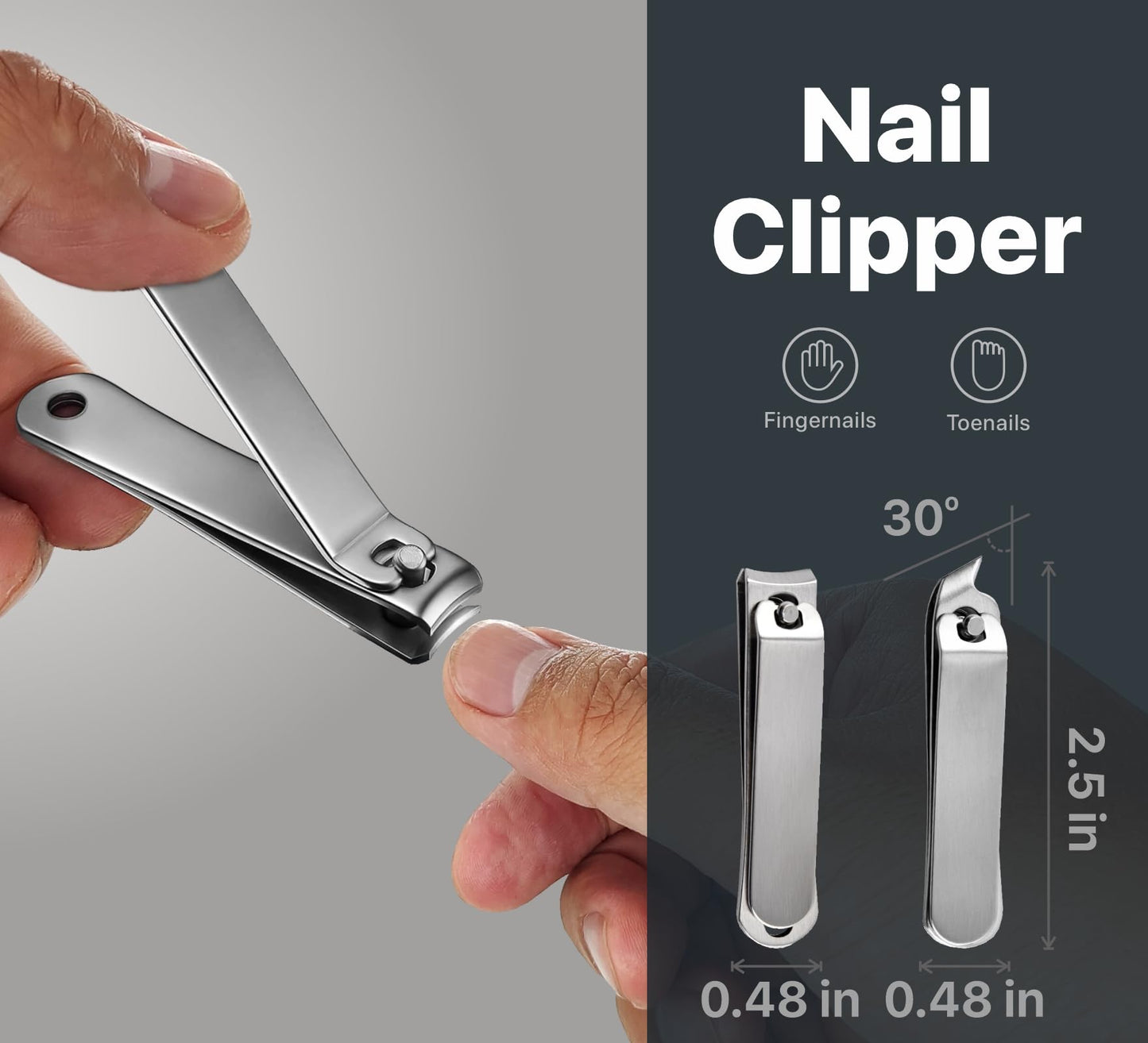 Konovo 5-Piece Nail Clippers Set, Stainless Steel Manicure Set, Travel Nail Grooming Kit for Men & Women, Toenail & Fingernail Clippers