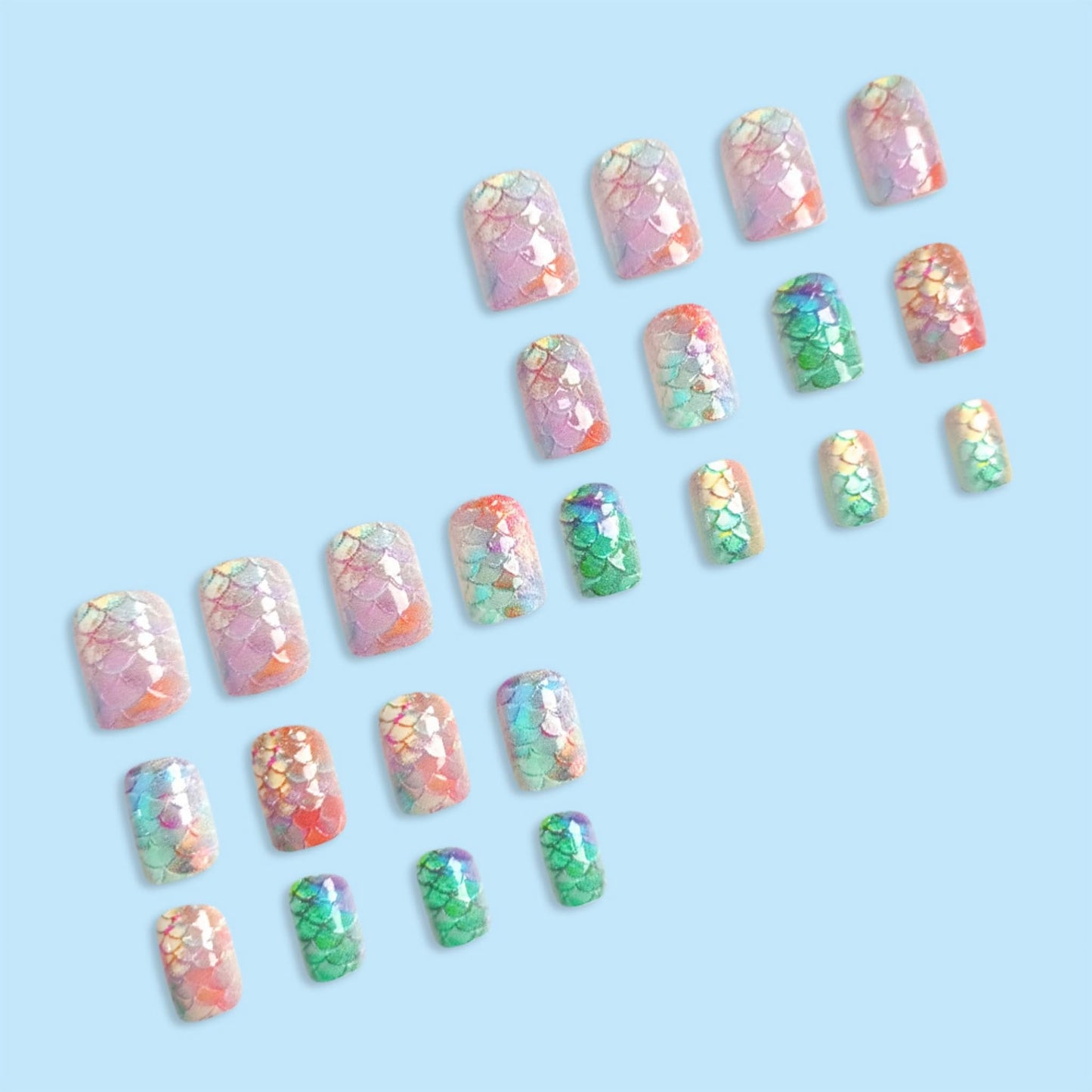 Short Press on Nails Square Fake Nails Pink Acrylic Nail Press Ons Seeneey Sparkly Ombre Stick on Nail for Women 24pcs