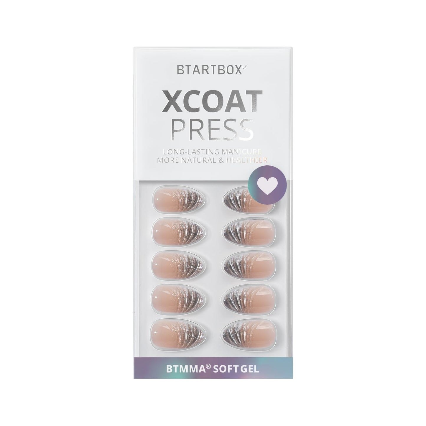 BTArtbox French Tip Press On Nails - Lamp-Curable 3D Sculpting Short Almond Press On Nails with Glue for Women, Semi-Transparent Soft Gel Glue On Nails in 16 Sizes - 32 Stick On Nails Kit, Exquiste
