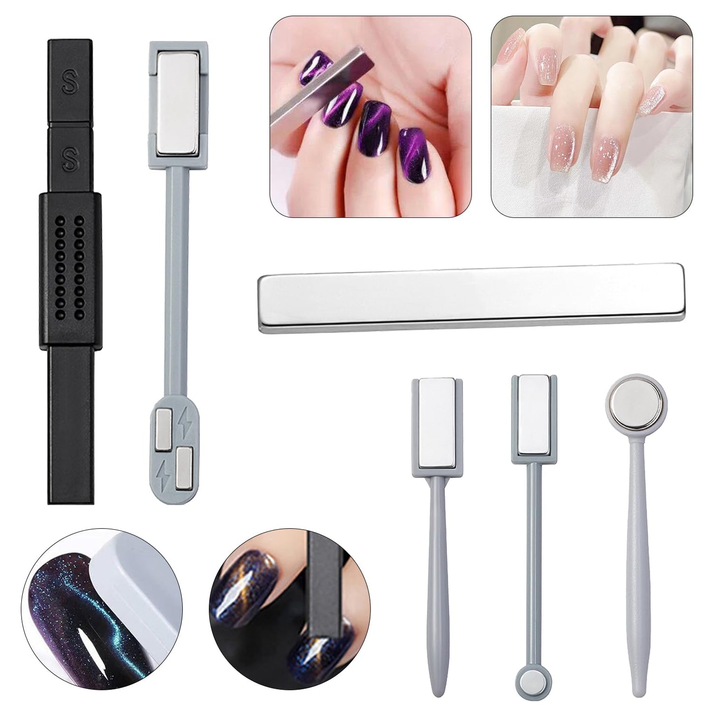 WOKOTO 9Pcs Nail Magnets For Nail Art Tools Cat Eye Magnet For Nails Gradient Ombre Cat Eye Designs Cateye Magnet Nail Polish Magnets Pens Multiple Nail Art Magnet Sticks Wands Nail Design Magnets