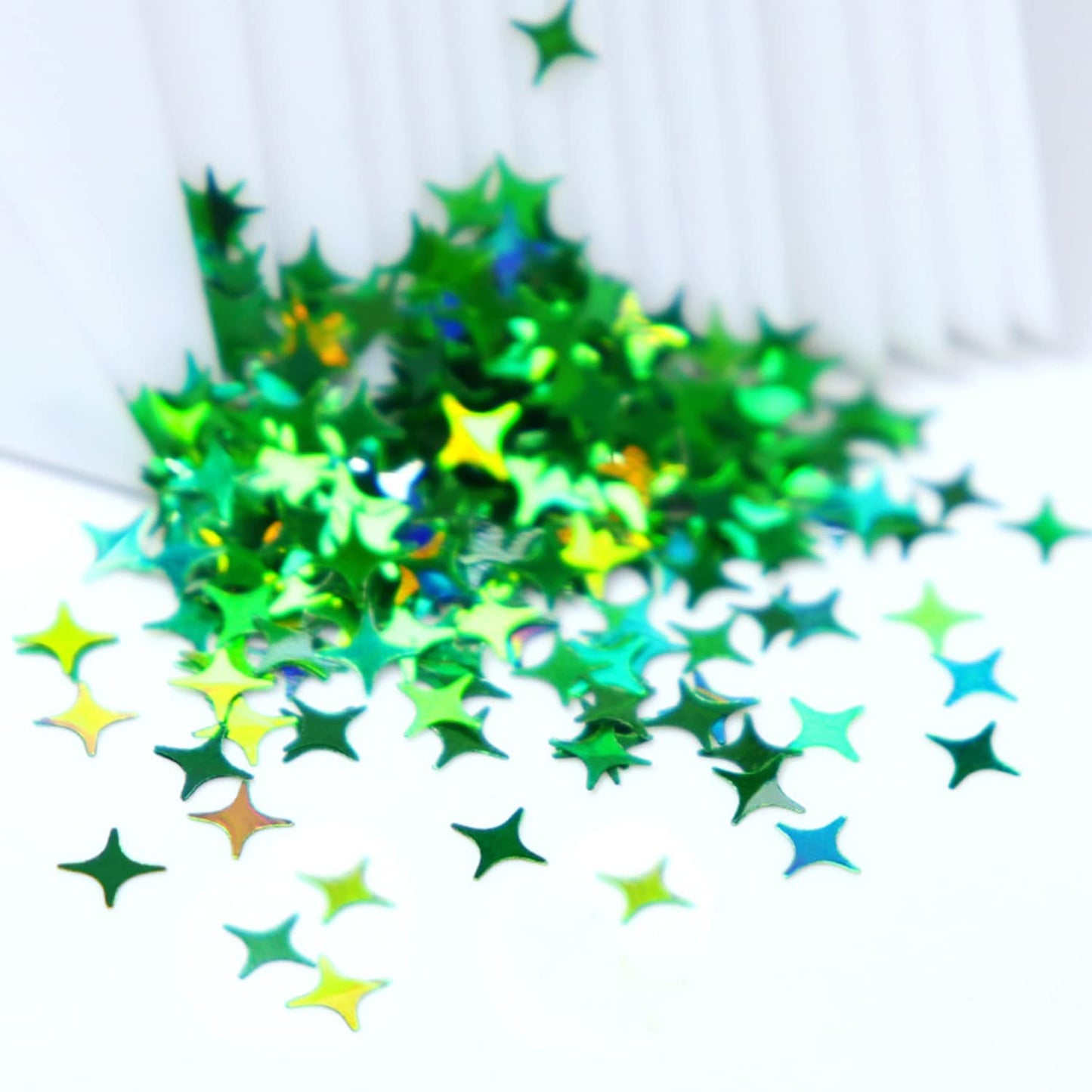 Laser Green Glitter Nail Art Sequins, Holographic 3D Sparkly Flakes Decoration, Love Heart Stars Shamrocks Music Leaf Nail Art Design Supplies for Women Girls Manicure Charms Decorations DIY Crafts