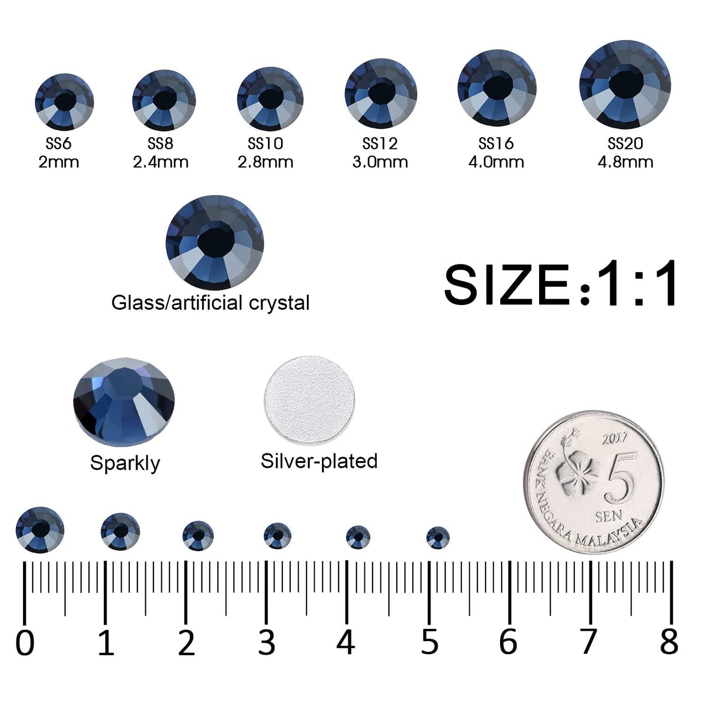 Meibite Montana Glass Flatback Rhinestones for Nails, Crafts & Clothes – 4240PCS 6 Sizes (SS6–SS20) Crystal Gems Kit with Tweezers & Picker, Non Hotfix DIY Rhinestones for Tumblers, Shoes, Nail Art