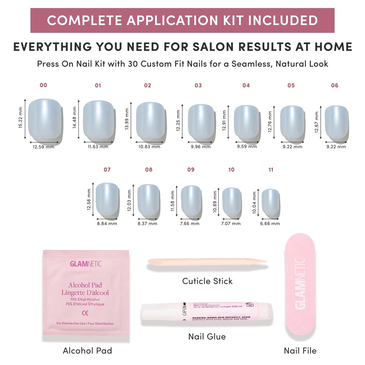 Glamnetic Press On Nails - Light Blue Extra Short Fake Nails with Reflective Glaze Finish | Salon Quality Summer Nails | Clear Skies | 12 Sizes - 30 Nail Kit with Glue