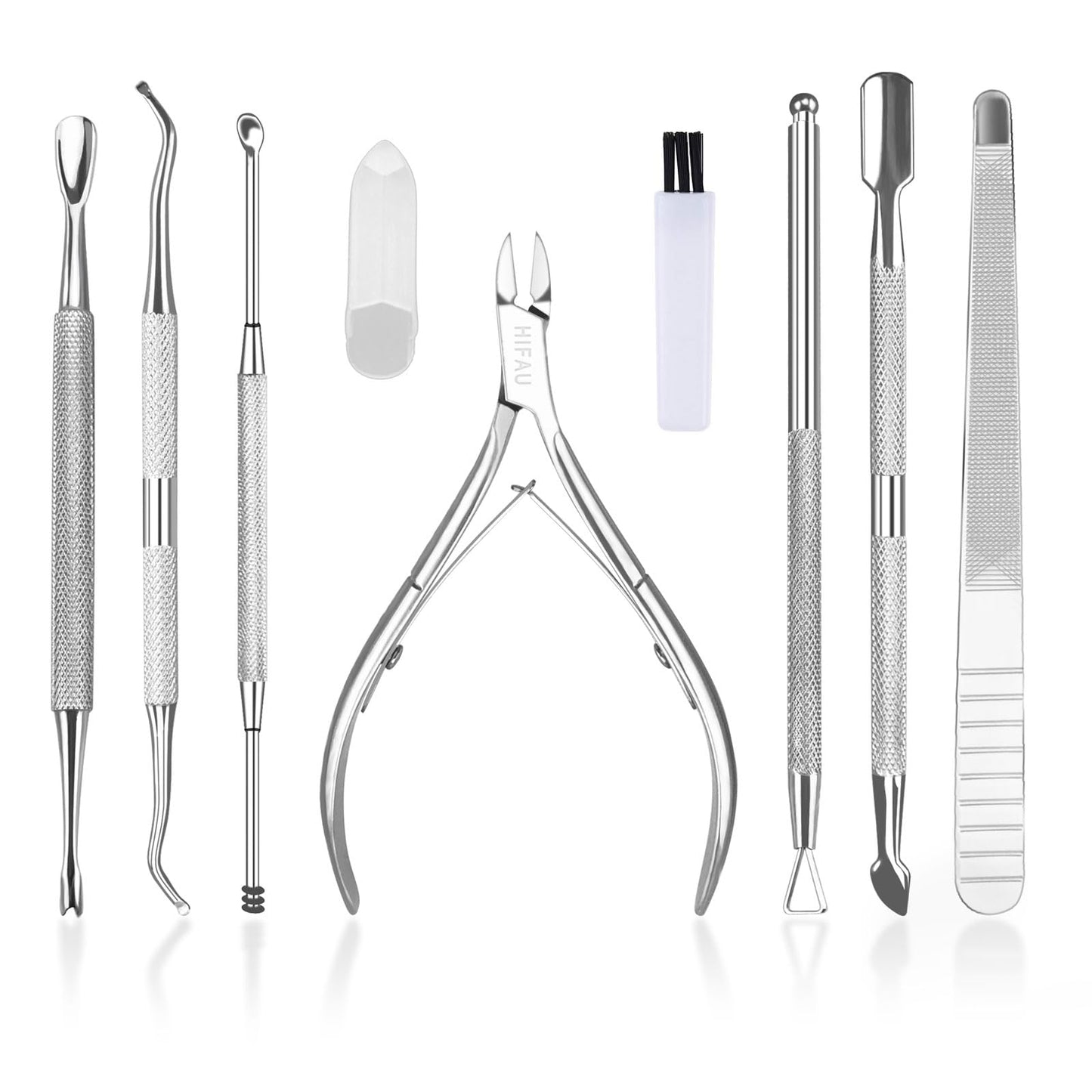 HIFAU Professional Cuticle Nippers Kit, Cuticle Trimmer with Cuticle Pusher & Other Durable Nail Care Manicure Kit for Women, Premium Stainless Steel & Ergonomic Design, Travel & Gift