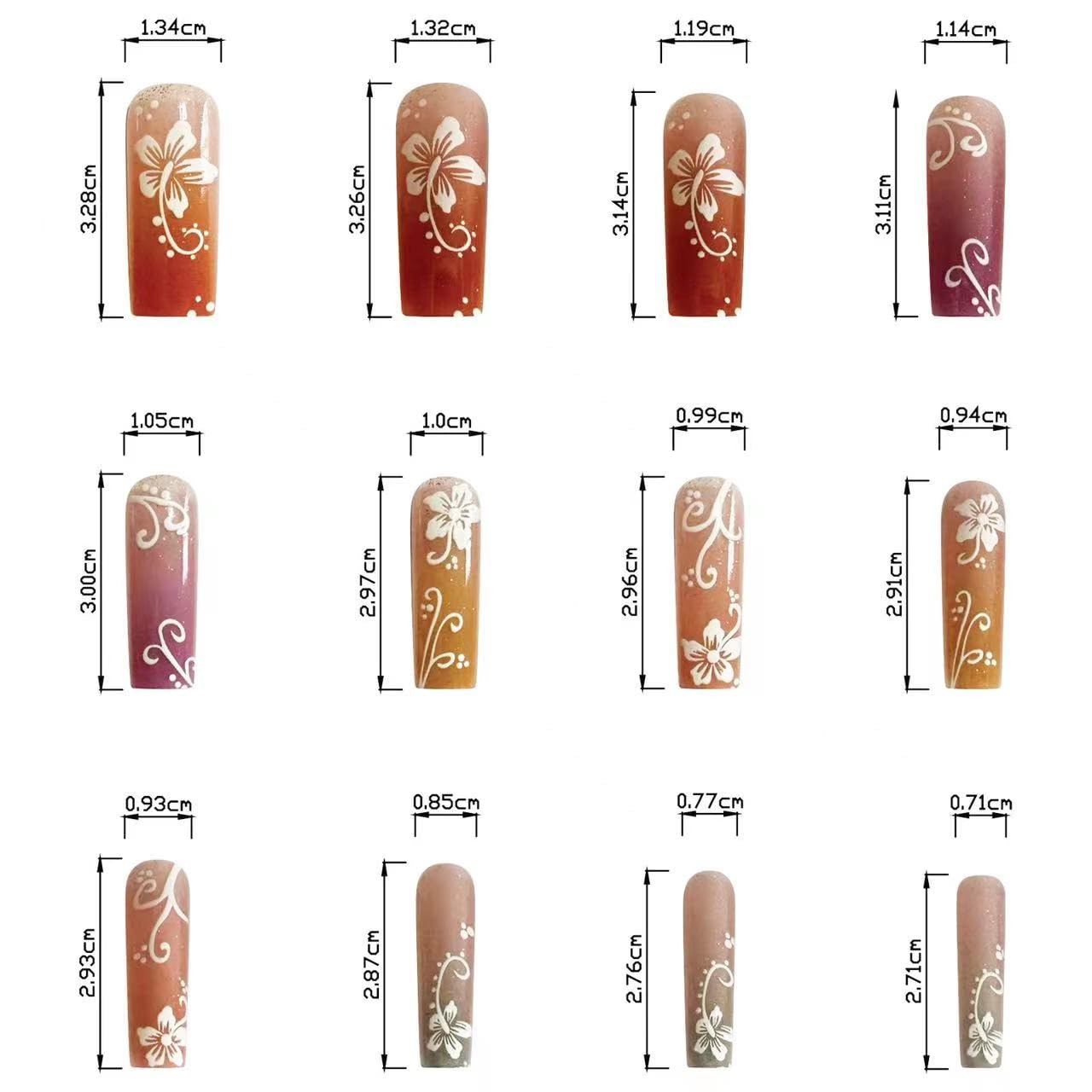 Magrace Long Square Press on Nails Fake Nails French Tips False Nails with Designs Rhinestone 24 pcs Stick on Nails for Women