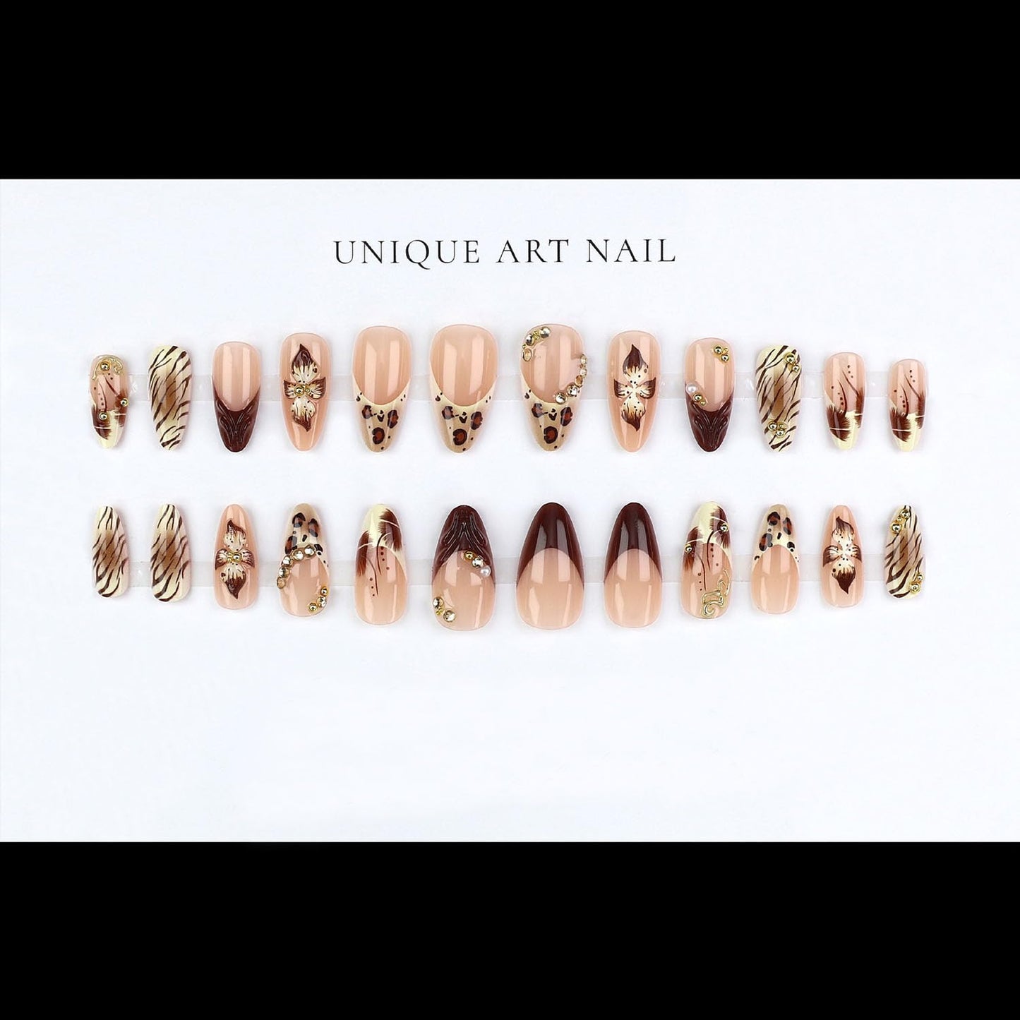 FIEONCIY Press on Almond Nails Short Length Glossy Acrylic Almond Shaped False Nails with Designs Artificial Medium Fake Nails with Charms Glue Stick on Fingernails for Women Girls(WSJ2407)