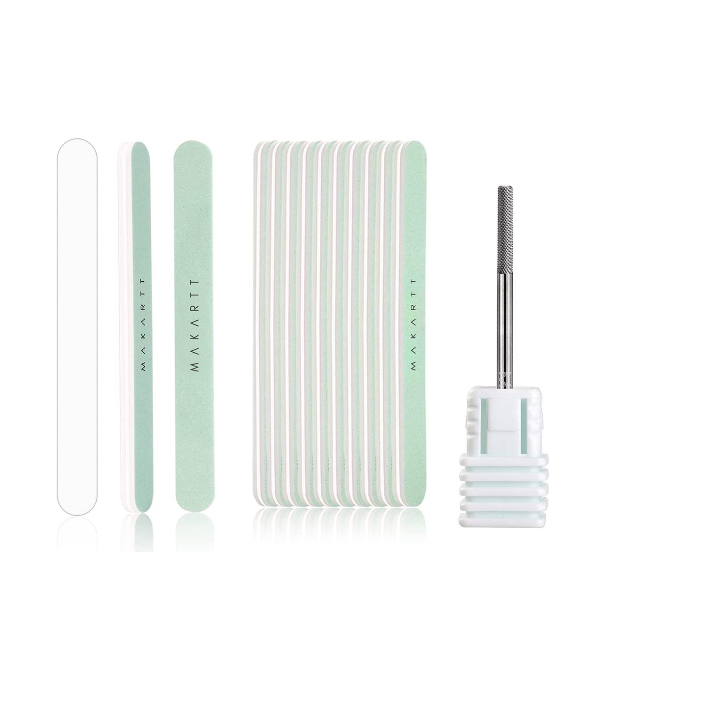 Makartt Cuticle Nail Drill Bit Safety Tungsten Carbide Cuticle Remover Drill Bit Bundle With Nail Buffer Block 10pcs Nail Buffer and Shine Kit Nail Shine Buffer