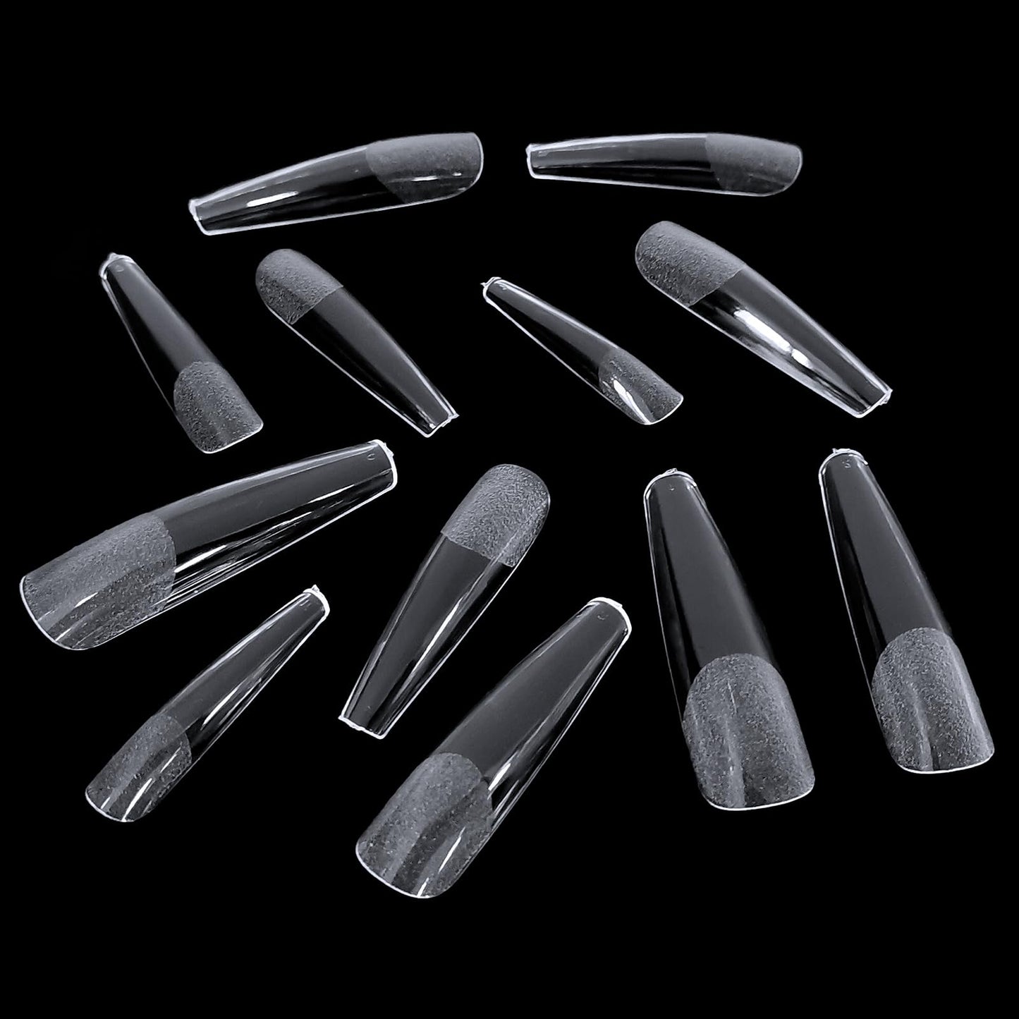 LoveOurHome 240pc XXL Coffin Nail Tips Clear Fake Nails Extra Long Press on Nails Coffin Acrylic Nail Full Cover Ballerina Artificial Fingernail Soft Gel False Nails 12 Sizes for Gel Nail Extension