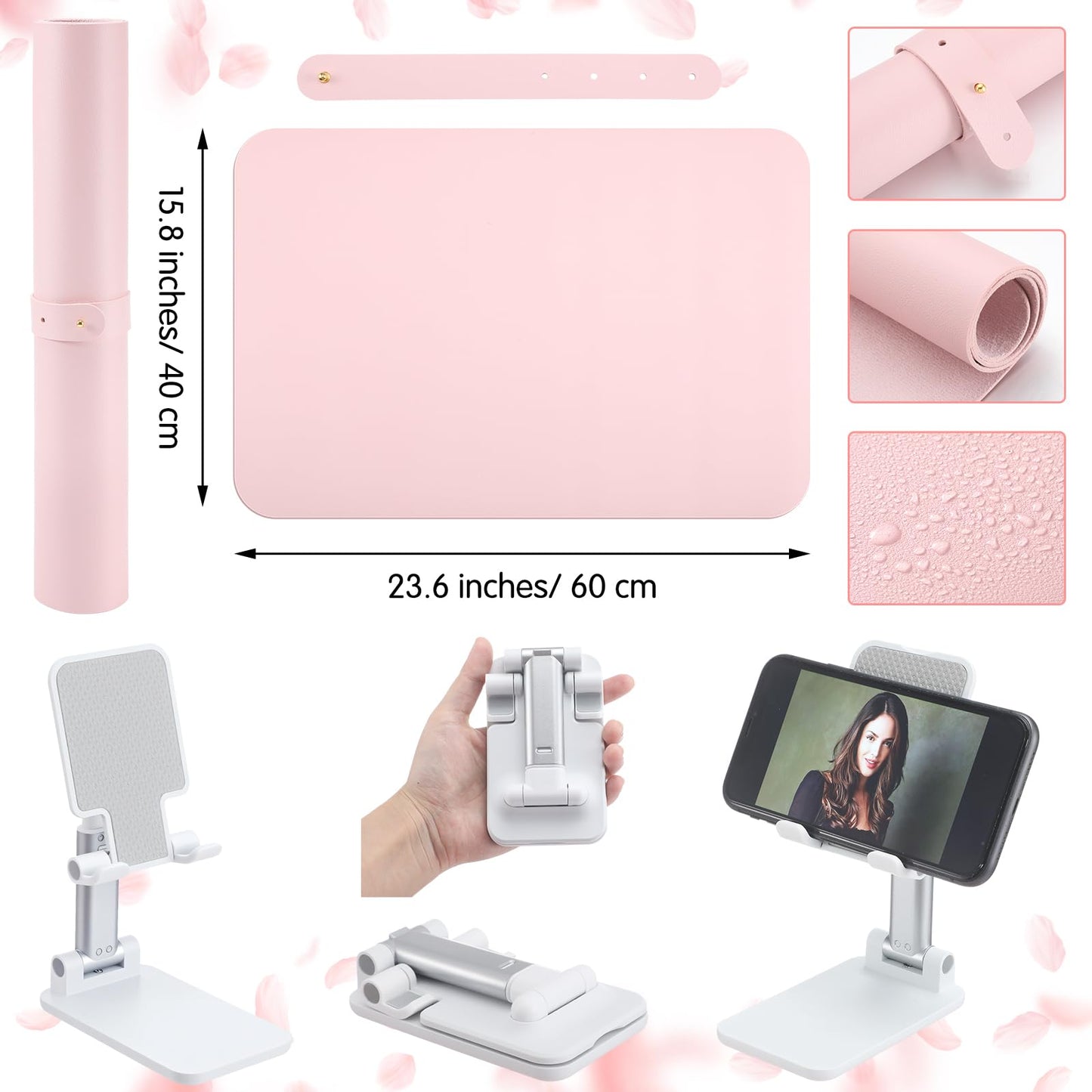 Demissle 3 Pcs Nail Art Tools and Accessories Include 1 Detachable Big Arm Rest for Nails Cushion, 1 Nail Art Table Mat, 1 Cell Phone Stand, for Manicure Technician Salon Home Use