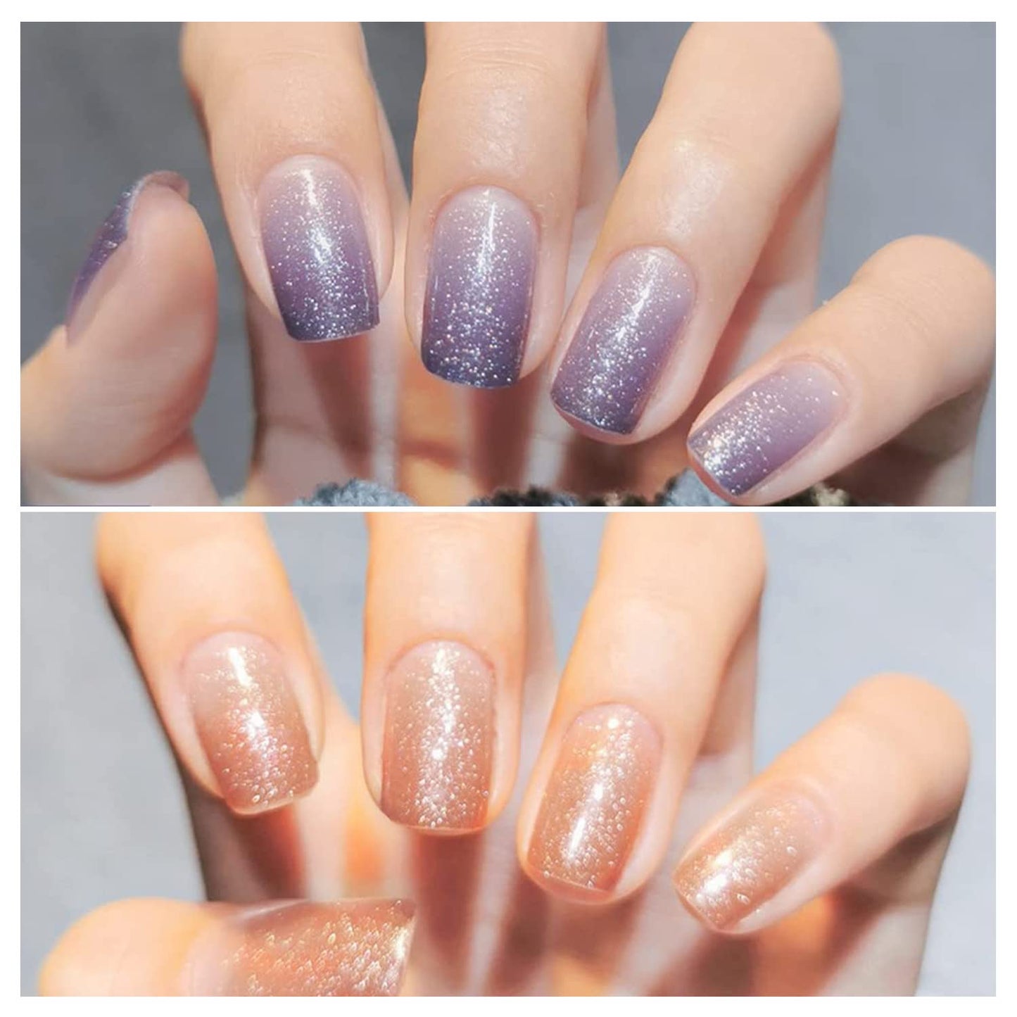 DANNEASY 24 Sheets Glitter Gradient Nail Polish Strips Full Nail Wraps Adhesive Nail Polish Stickers for Women Girl Nail Gel Strips with 1pc Nail File, Cuticle Stick
