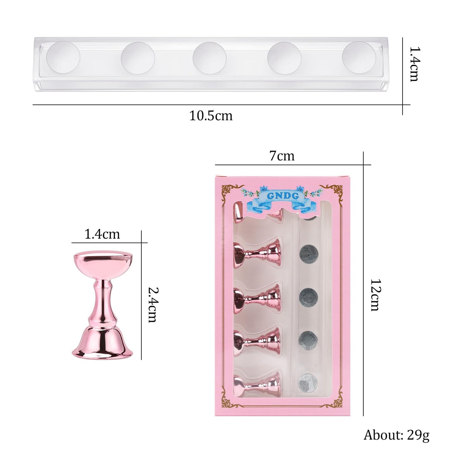 Etercycle Acrylic Nail Display Stand DIY Nail Crystal Holder Magnetic Practice Stands with Reusable Adhesive Putty Clay for False Nail Tip Manicure Tool (Pink)