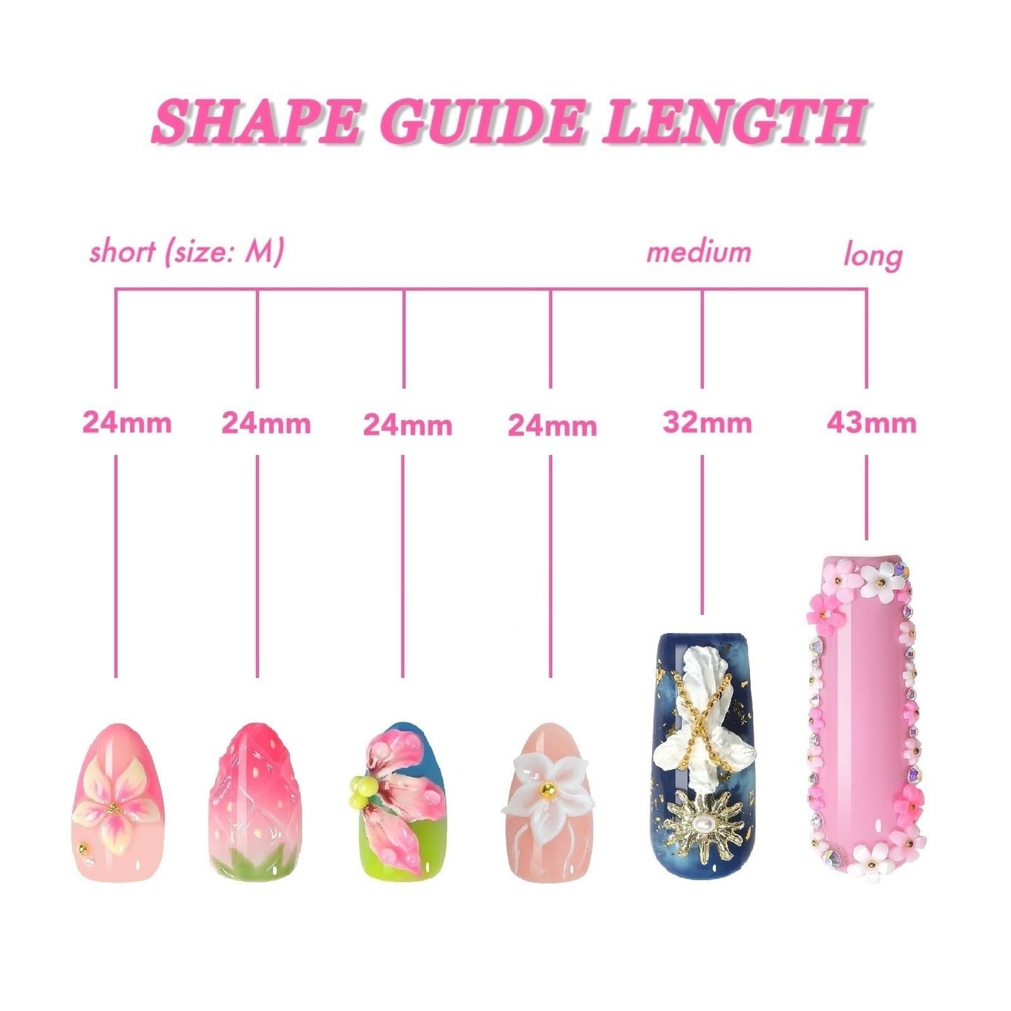 Pink Almond Press On Nails, Handmade 3D Jelly Flower Starfish & Pearl Design, Cute Sweet Summer Beach 10pcs Acrylic Nail Set, Glossy Reusable for Vacation, Holiday & Birthday - Appife