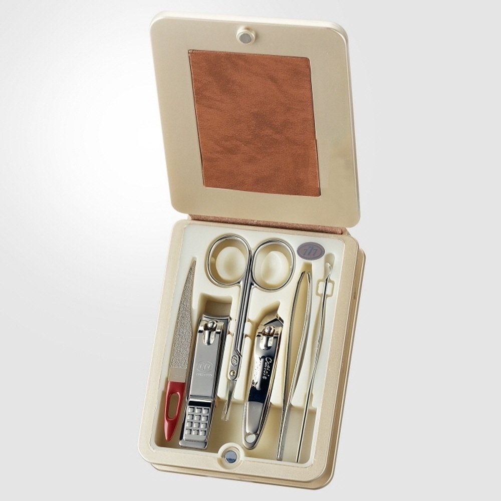 Korean Nail Clipper! World No. 1. Three Seven (777) Travel Manicure Pedicure Grooming Kit Set - Nail Clipper (Total 6 PCs, TS-5400WC), Made in Korea, Since 1975