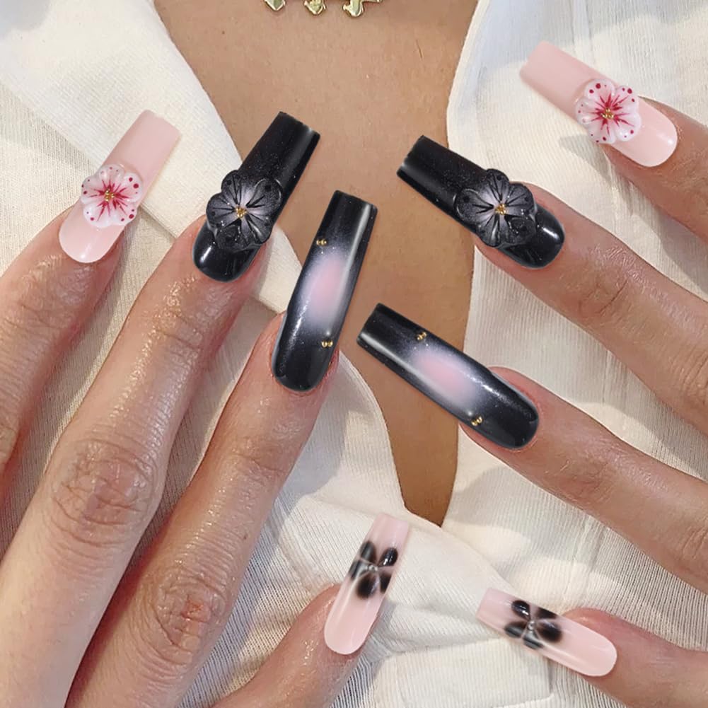 ADAIER Handmade Press On Nails, French Nails,wedding, party,Short Coffin Nails Set for Handmade,Reusable Opaque Nails in 10 Nail Kit for Women(Z-02) (Z22, S)