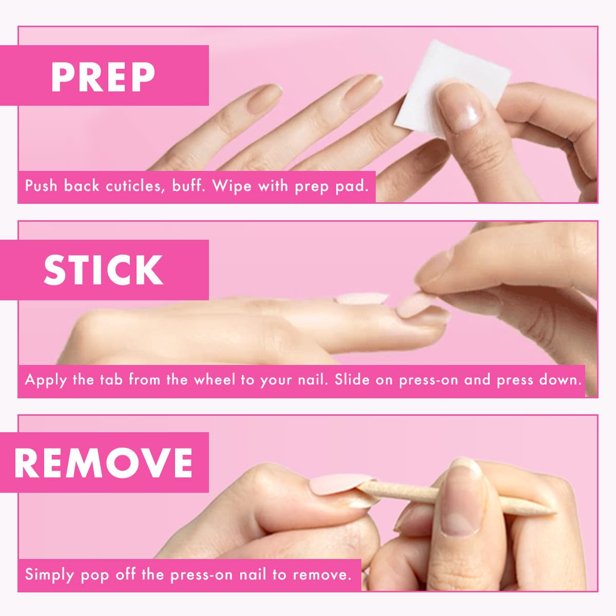 Olive & June Effects Super Stick Mani Press-On Nails | Short, Round | No Glue Needed | 32 Tab Nails in 16 Sizes | Non-Toxic Tabs | Easy On-Off, Non-Damaging | Realest Look | 7-Day Wear | Glazed French