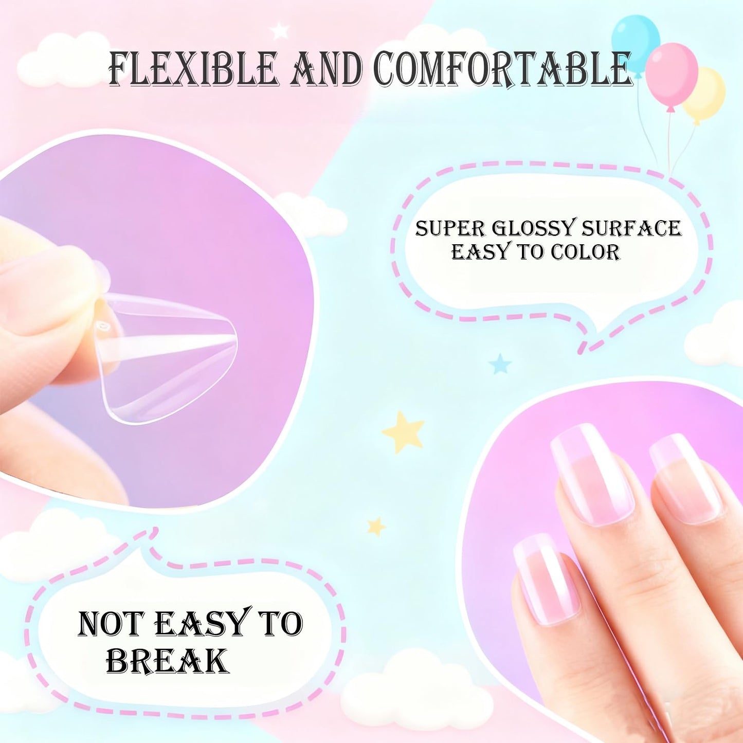 OPkssnails 360Pcs Kid Nail Tips,Soft Gel Nail Tips Pre-Shaped Press On Nails For Kids,Clear Acrylic Half Matte Full Cover Fake Nail For Kids DIY Extension & Salon Use12 Sizes For 8-12 Years