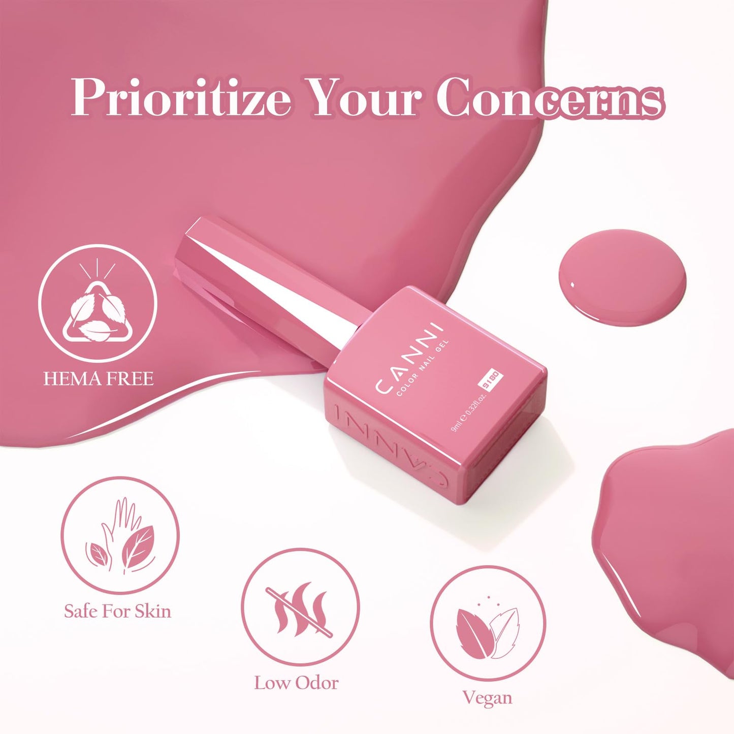 CANNI 9ml Gel Nail Polish Set, 6 Elegant Shades HEMA-Free Pink Nude Coral Rose, Long-Lasting Manicure Kit for Salon & DIY Use