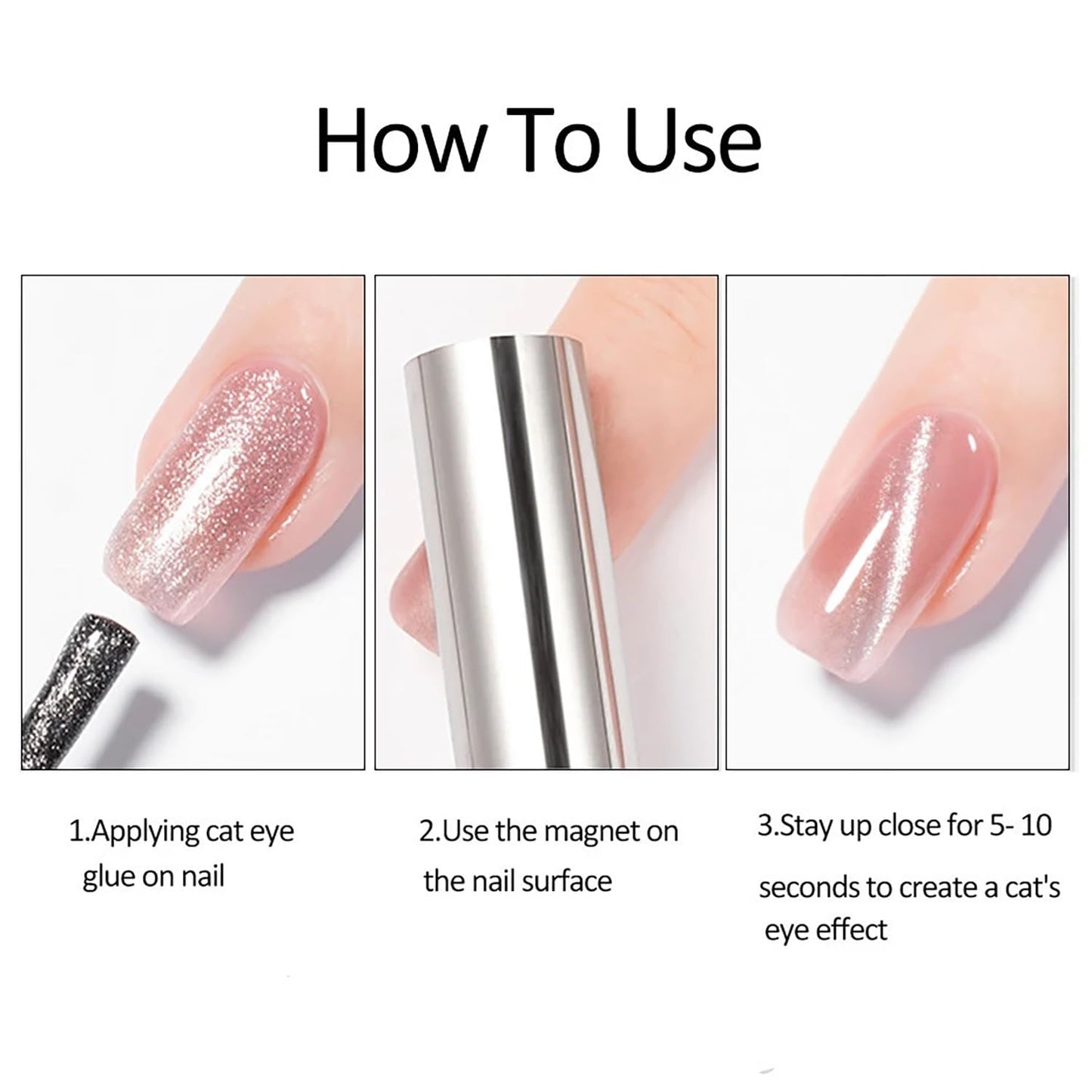 HYWWPFLAY 2Pcs/Set Cat Eye Nail Magnet Tool Square Magnet Stick Multi-Function Cat Eye Gel Nail Polish Magnetic Wand Cat Eye Nail Magnetic Magnet for Nails Salon Accessories