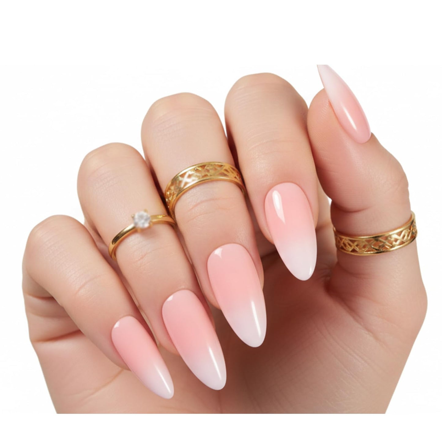 Press On Nails 120PCS French False Nails 5 Ombre Pink short oval press on nails Tips Manicure Nail Art Decoration for Work Daily Wear Easy to App lynails at HomeOmbre Pink Coffin nail press ons