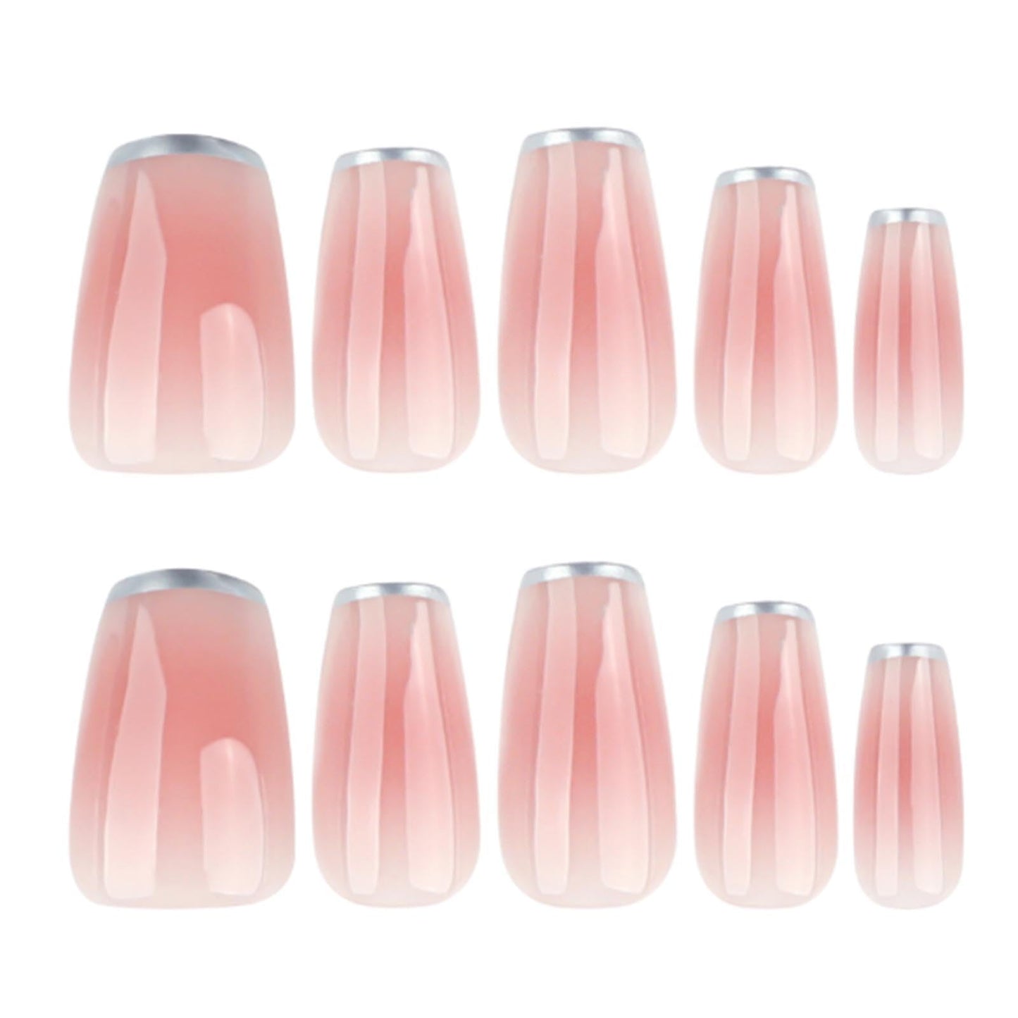 YoYoee 24Pes Short Coffin Press on Nails - Nude False Nails French Gradient Fake Nails Glossy Full Cover Nails Tips for Women